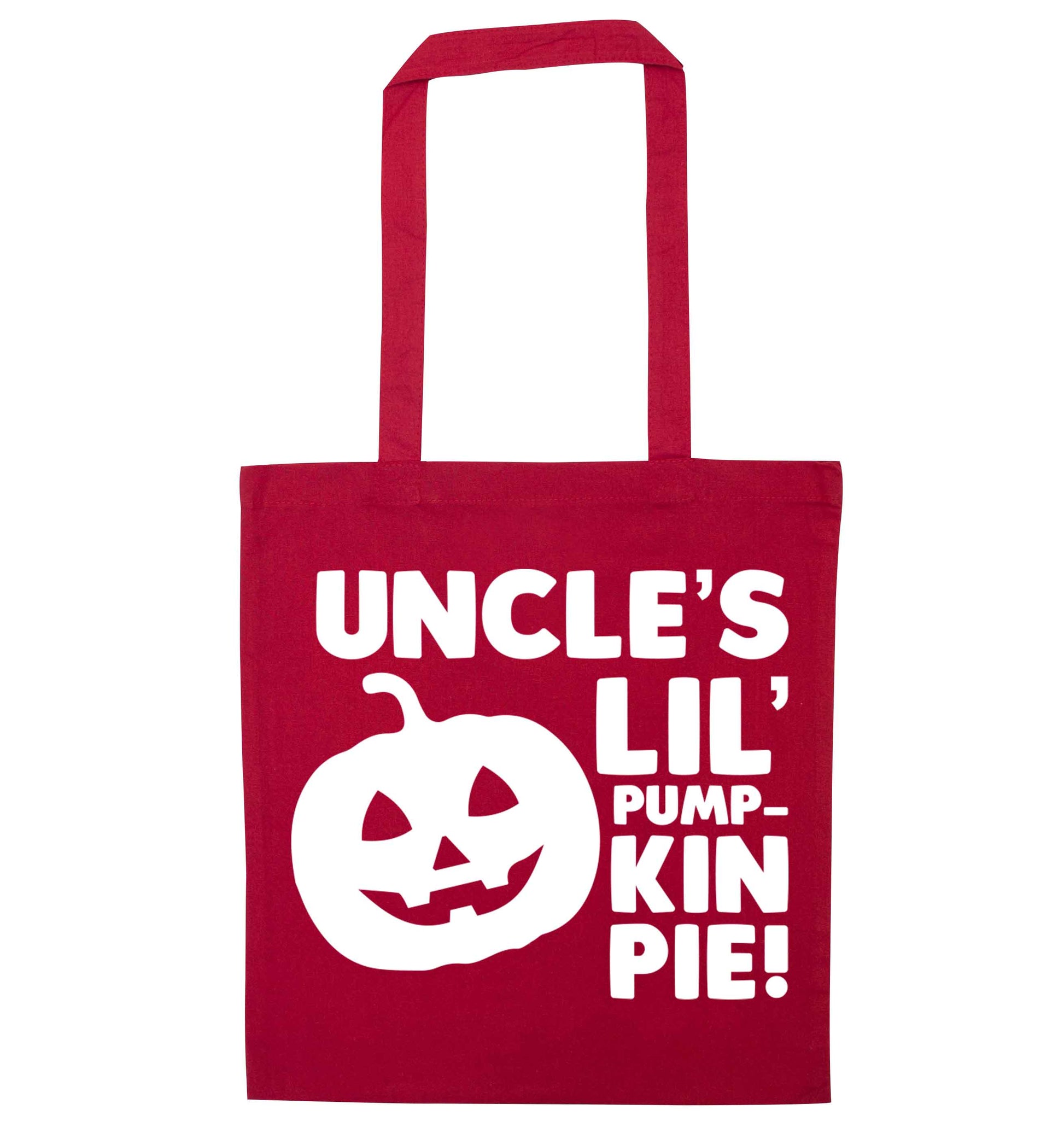 Uncle's lil' pumpkin pie red tote bag