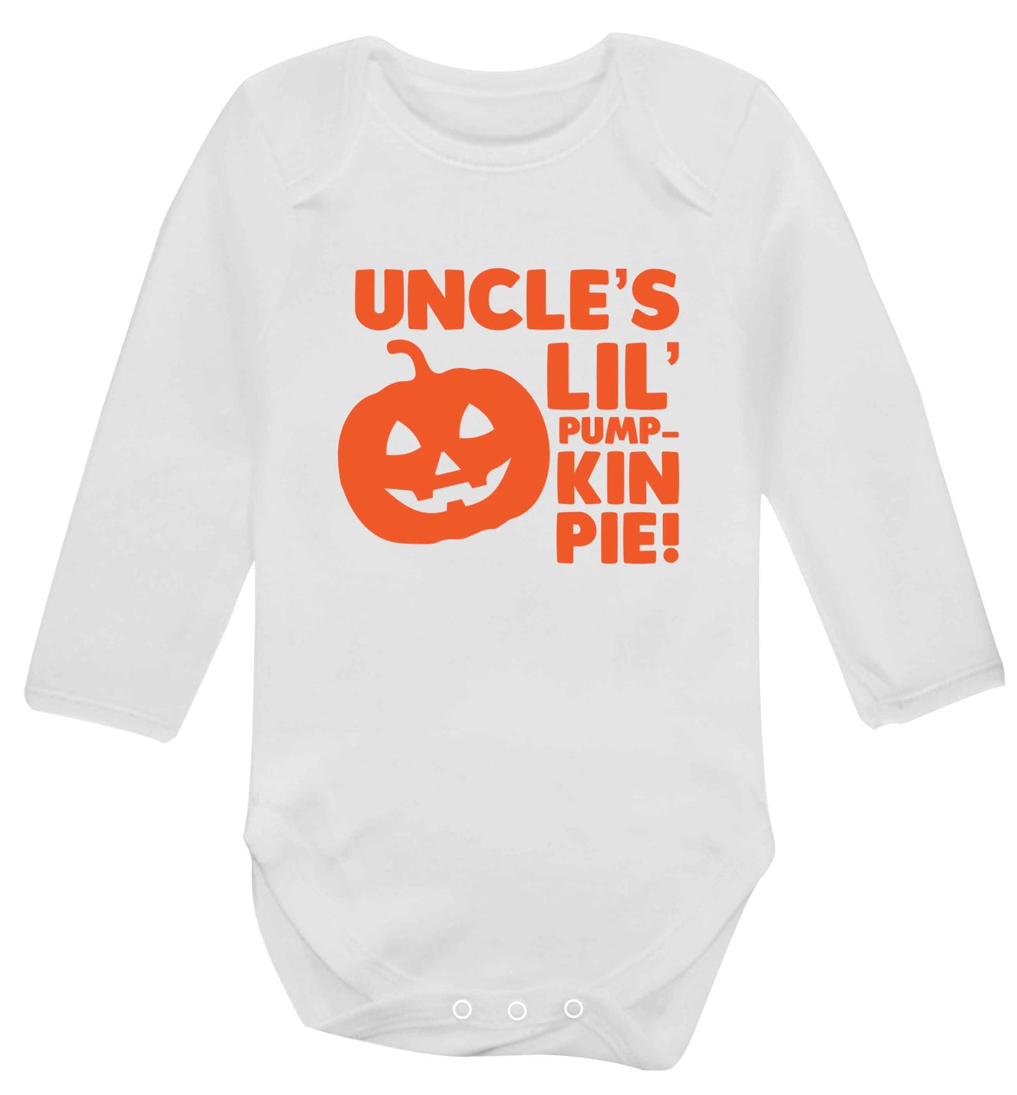 Uncle's lil' pumpkin pie baby vest long sleeved white 6-12 months