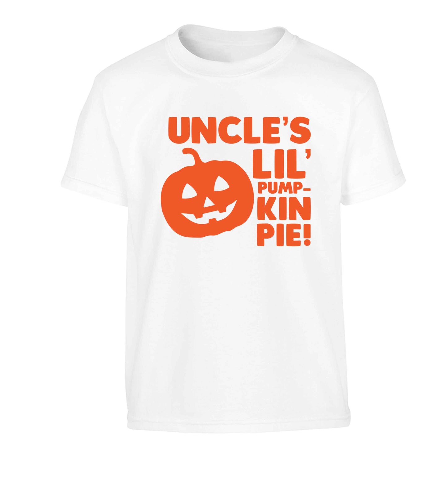 Uncle's lil' pumpkin pie Children's white Tshirt 12-13 Years