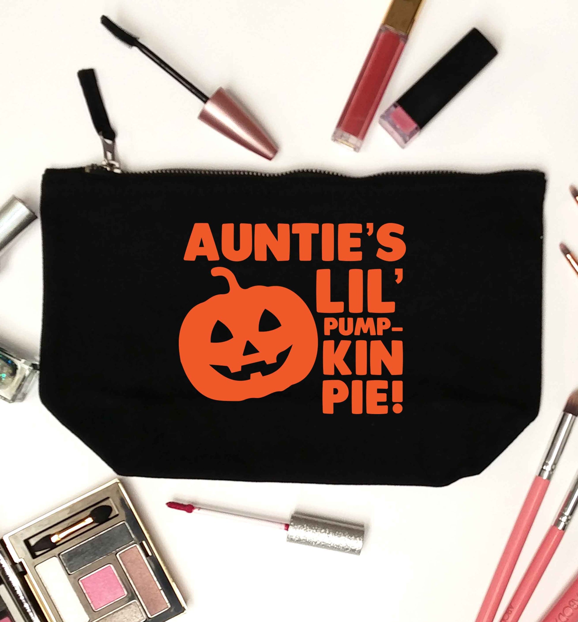 Auntie's lil' pumpkin pie black makeup bag