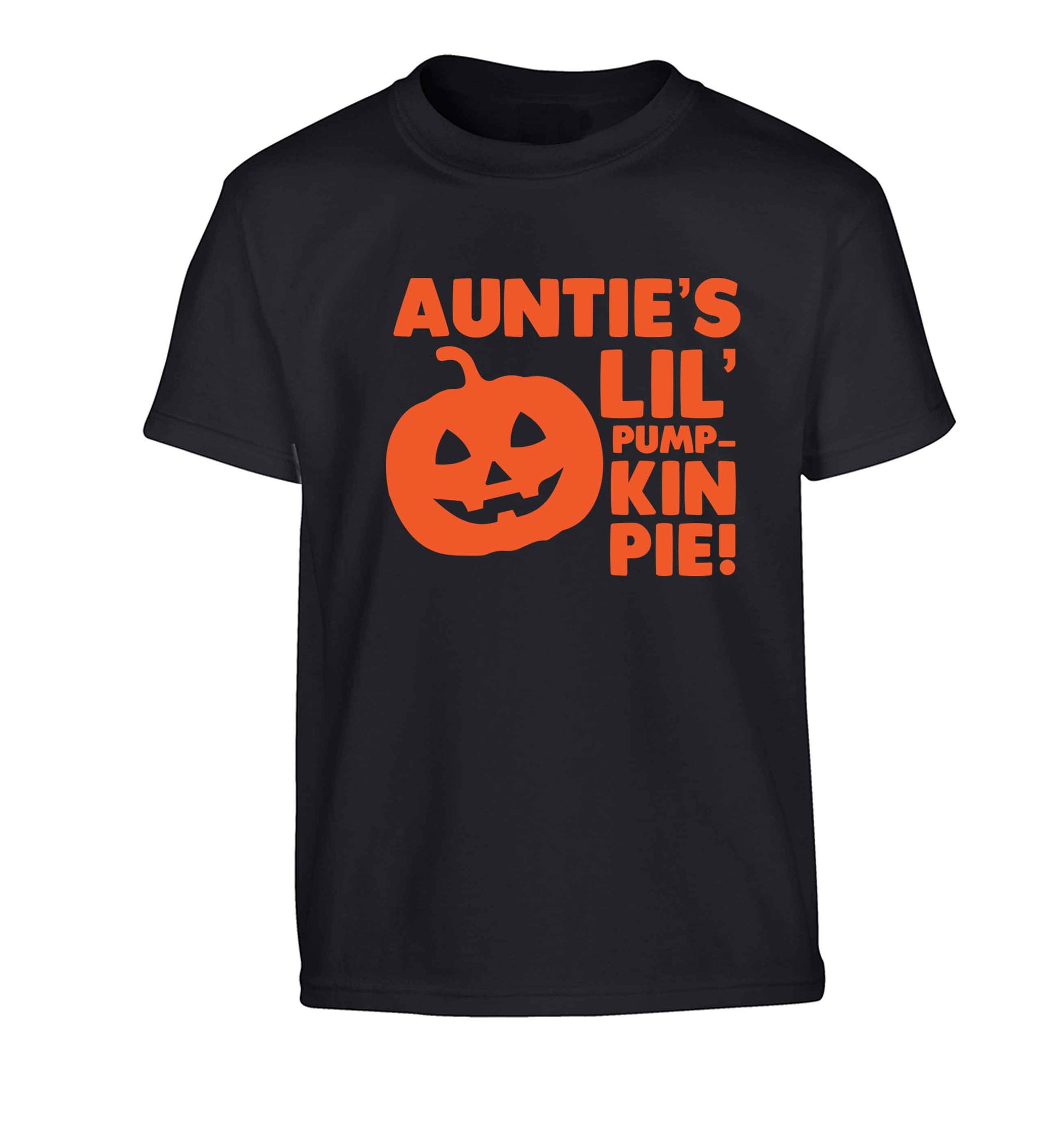 Auntie's lil' pumpkin pie Children's black Tshirt 12-13 Years