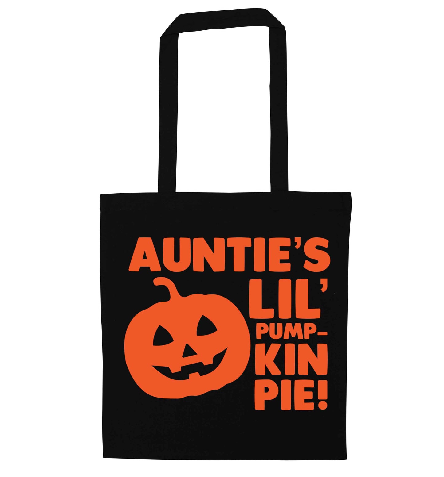 Auntie's lil' pumpkin pie black tote bag