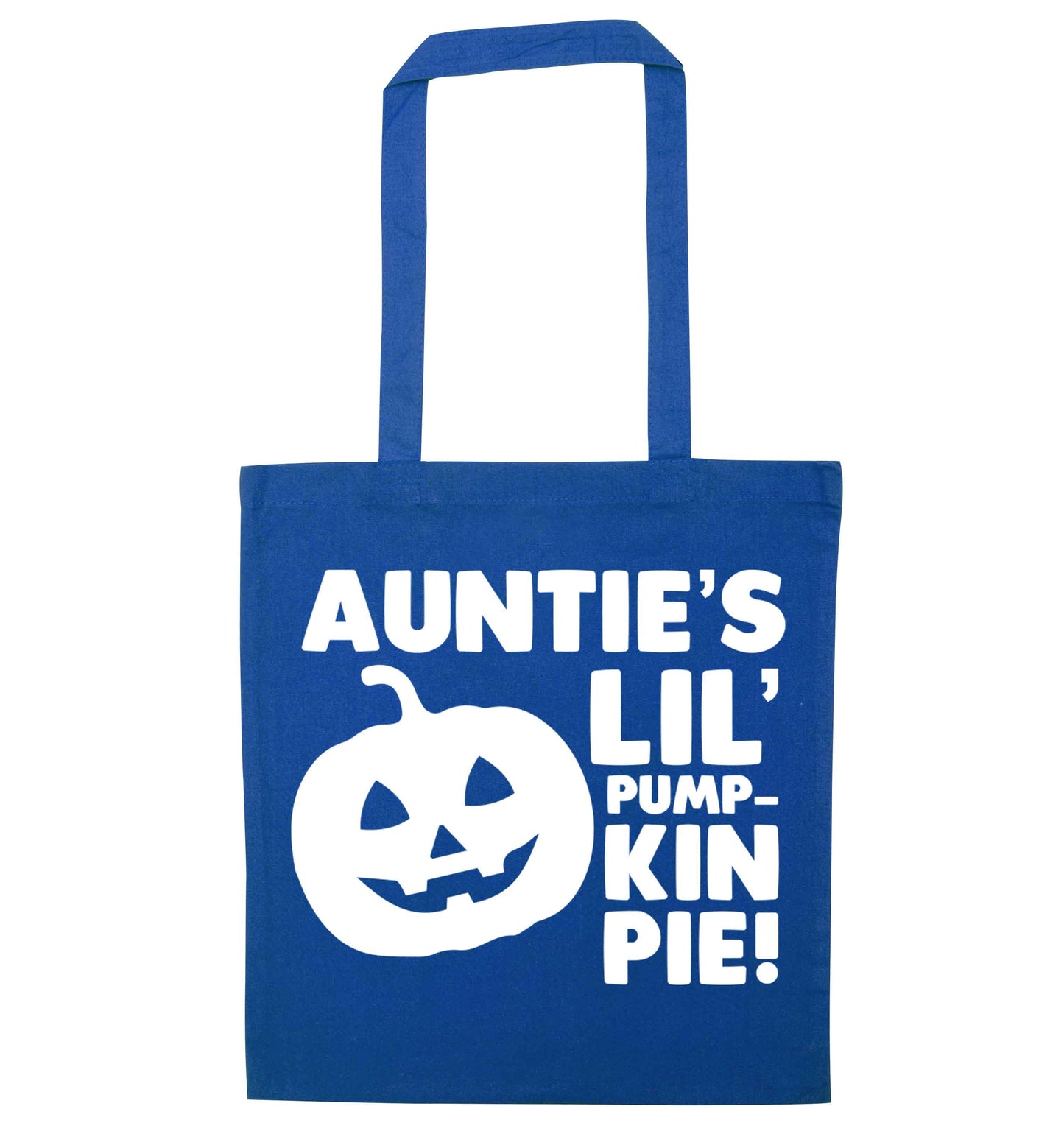 Auntie's lil' pumpkin pie blue tote bag