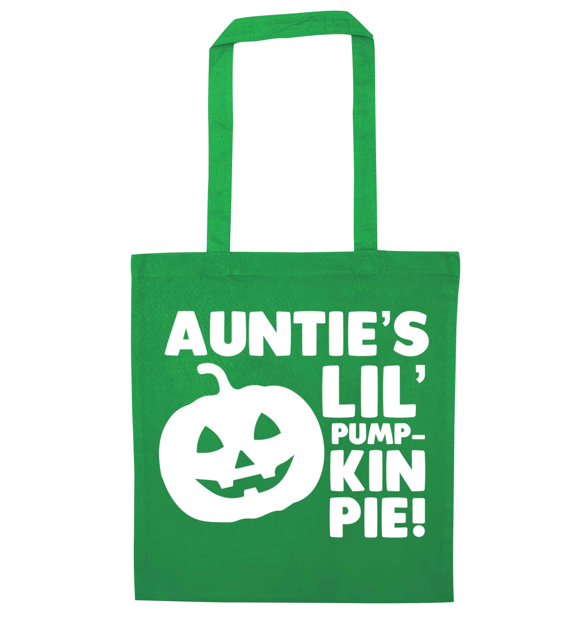 Auntie's lil' pumpkin pie green tote bag