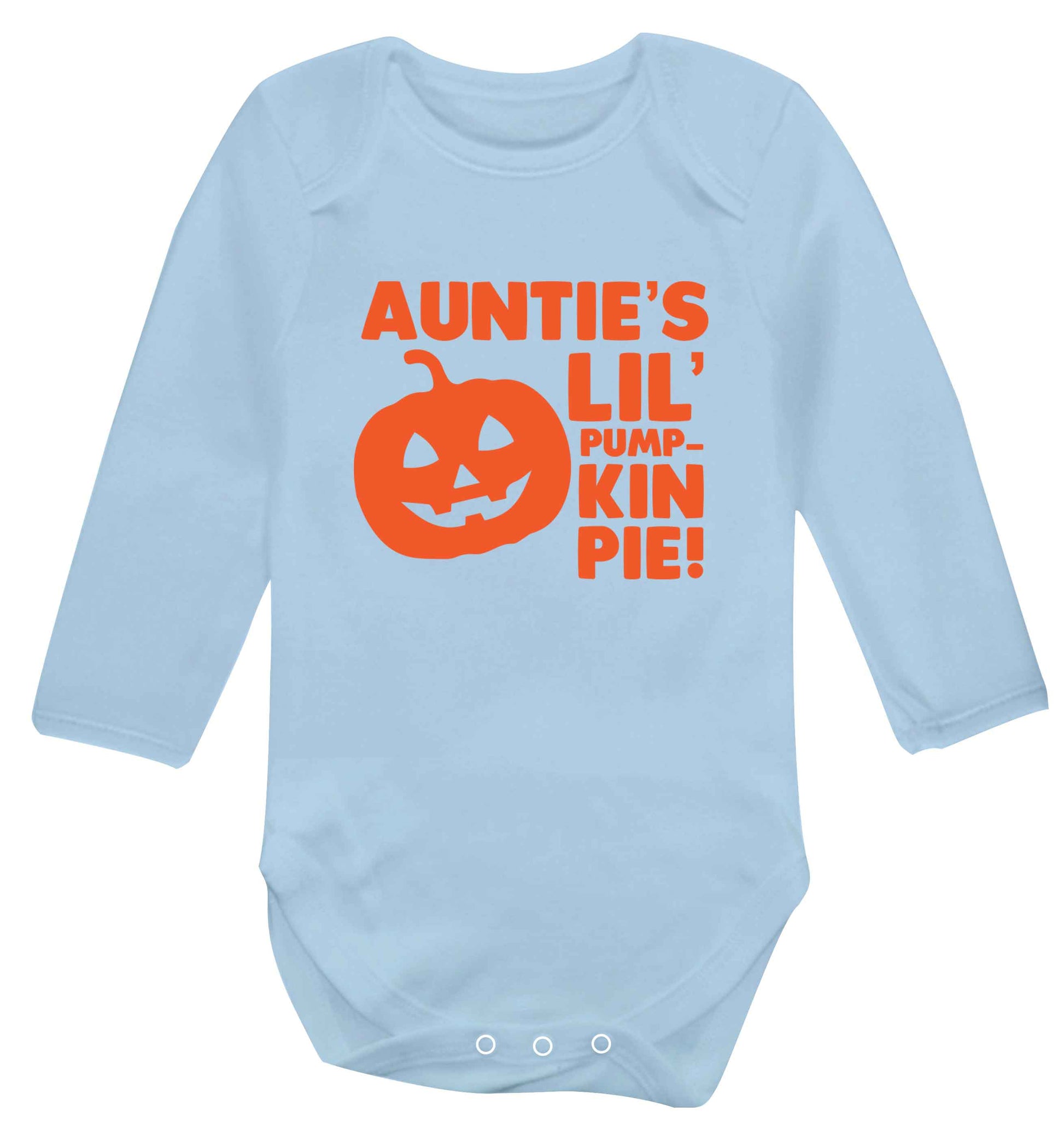 Auntie's lil' pumpkin pie baby vest long sleeved pale blue 6-12 months