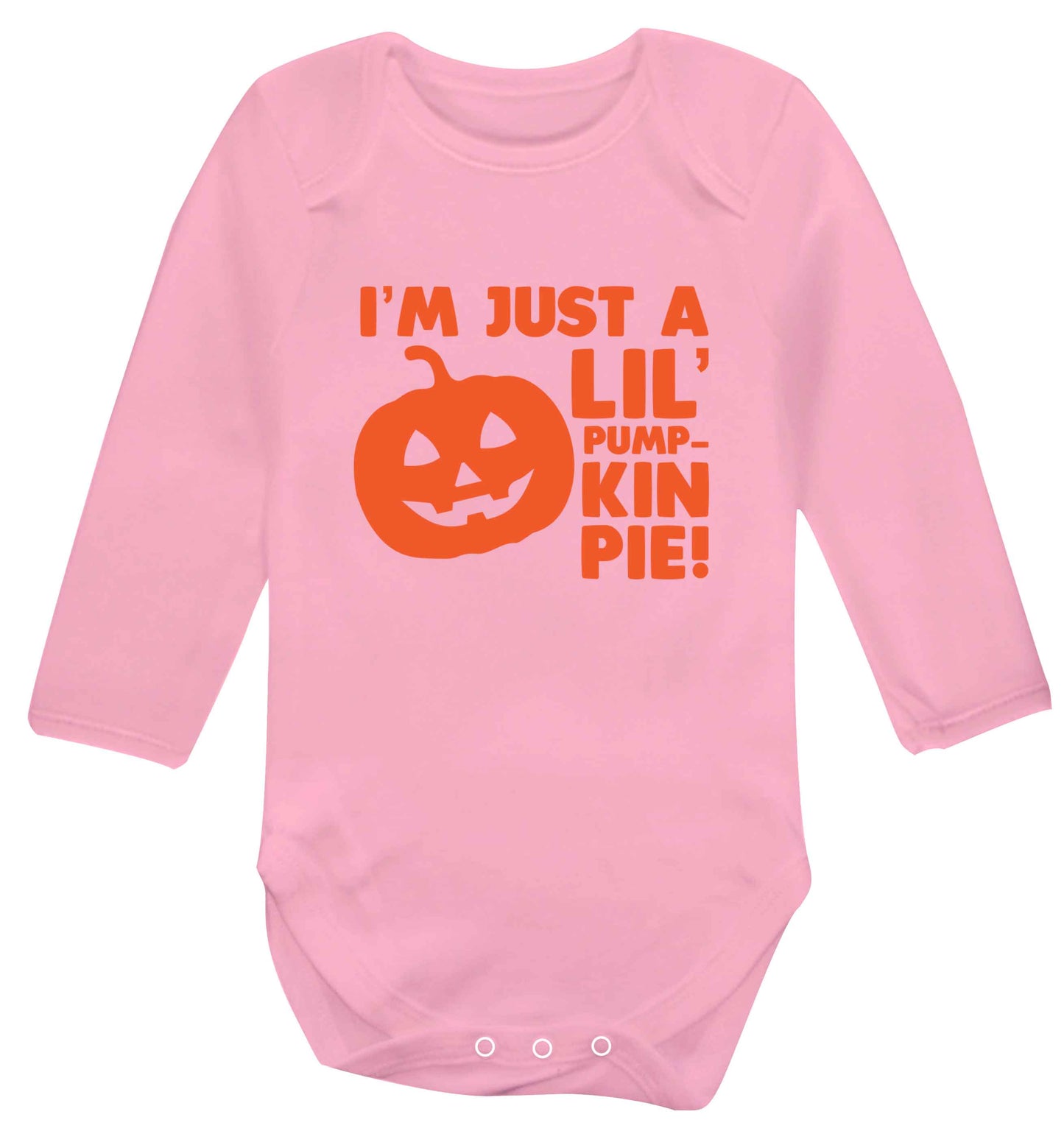 I'm just a lil' pumpkin pie baby vest long sleeved pale pink 6-12 months