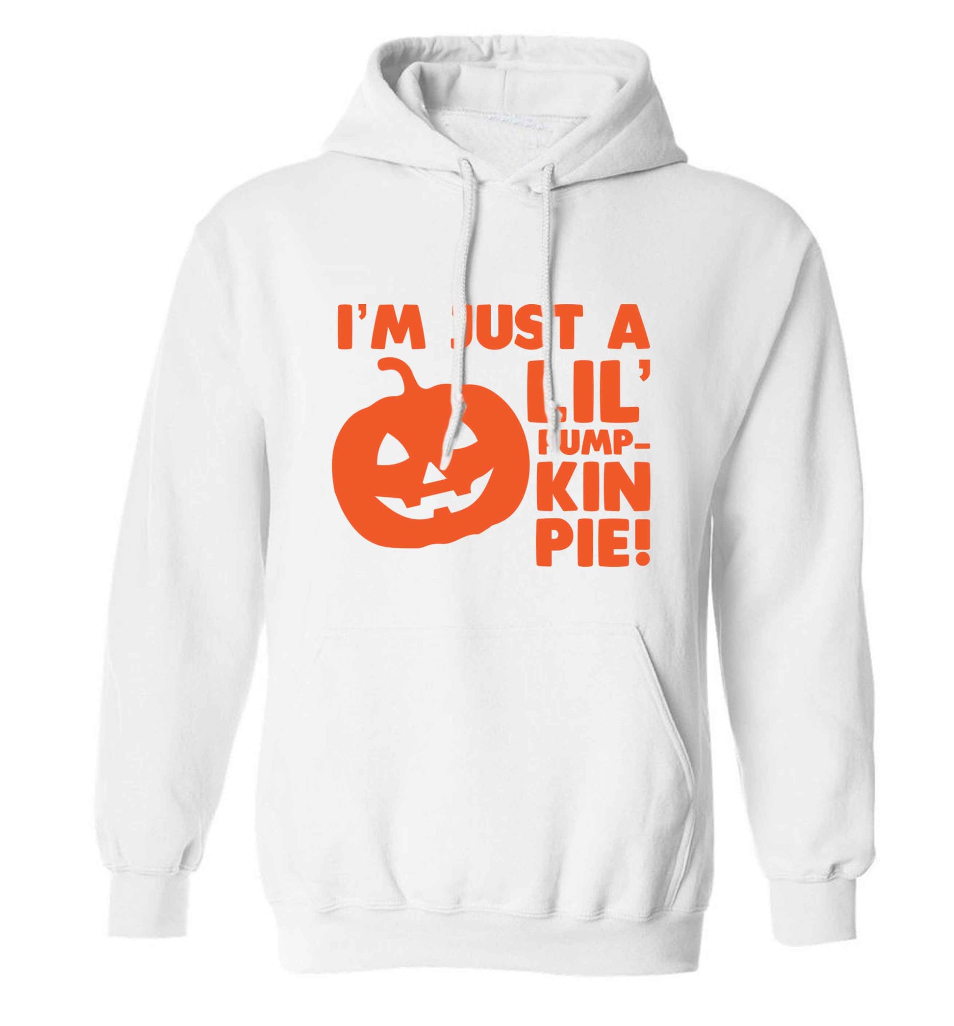 I'm just a lil' pumpkin pie adults unisex white hoodie 2XL