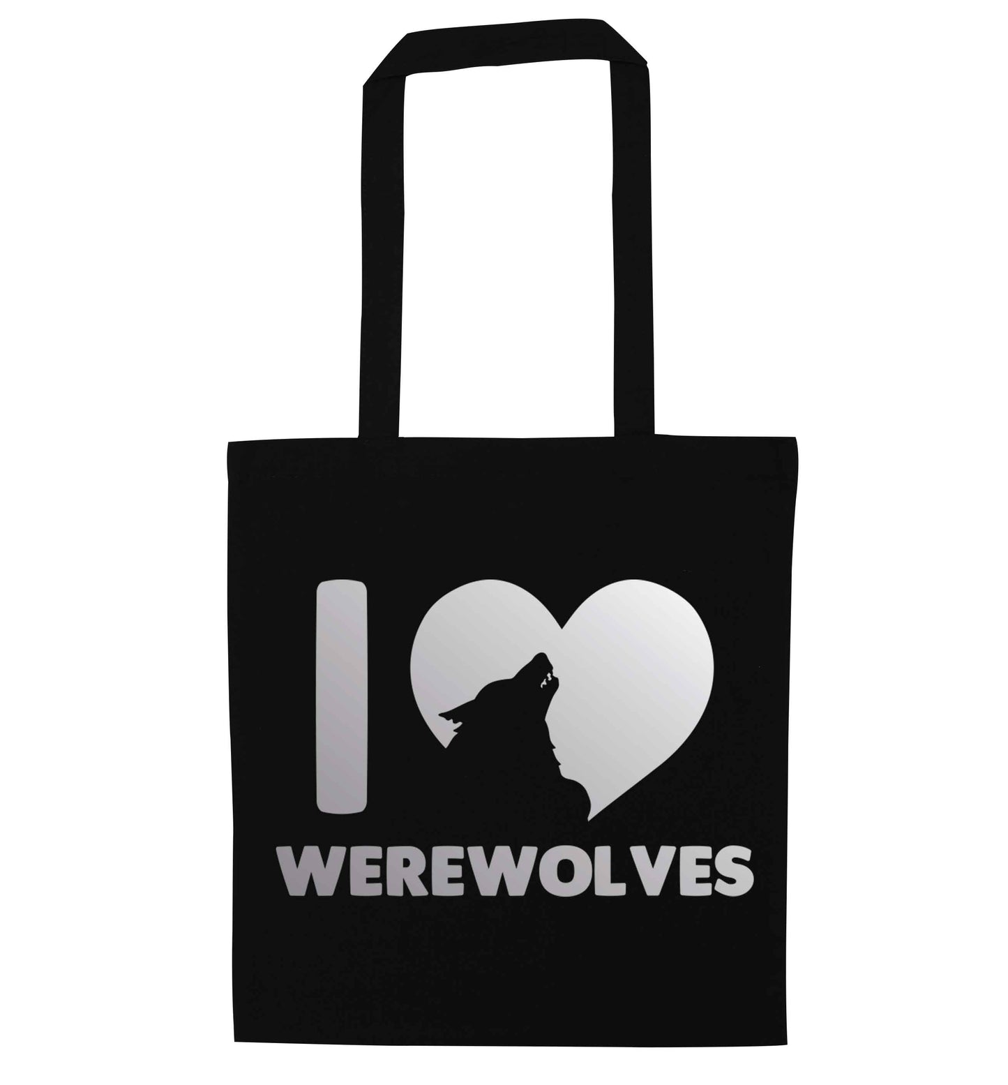 I love werewolves black tote bag