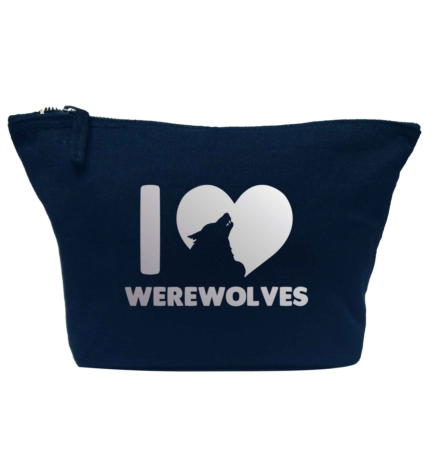 I love werewolves navy makeup bag