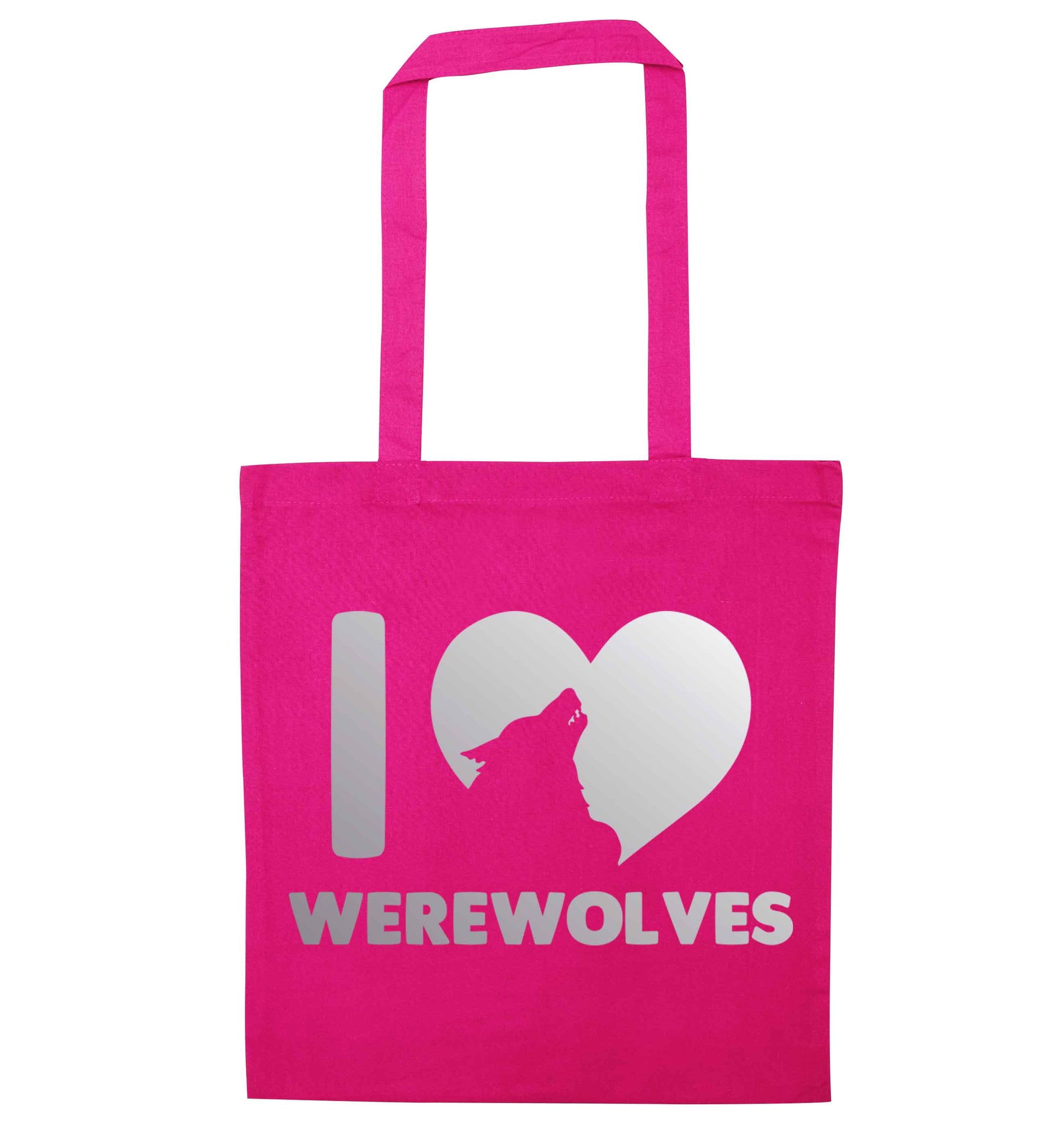 I love werewolves pink tote bag