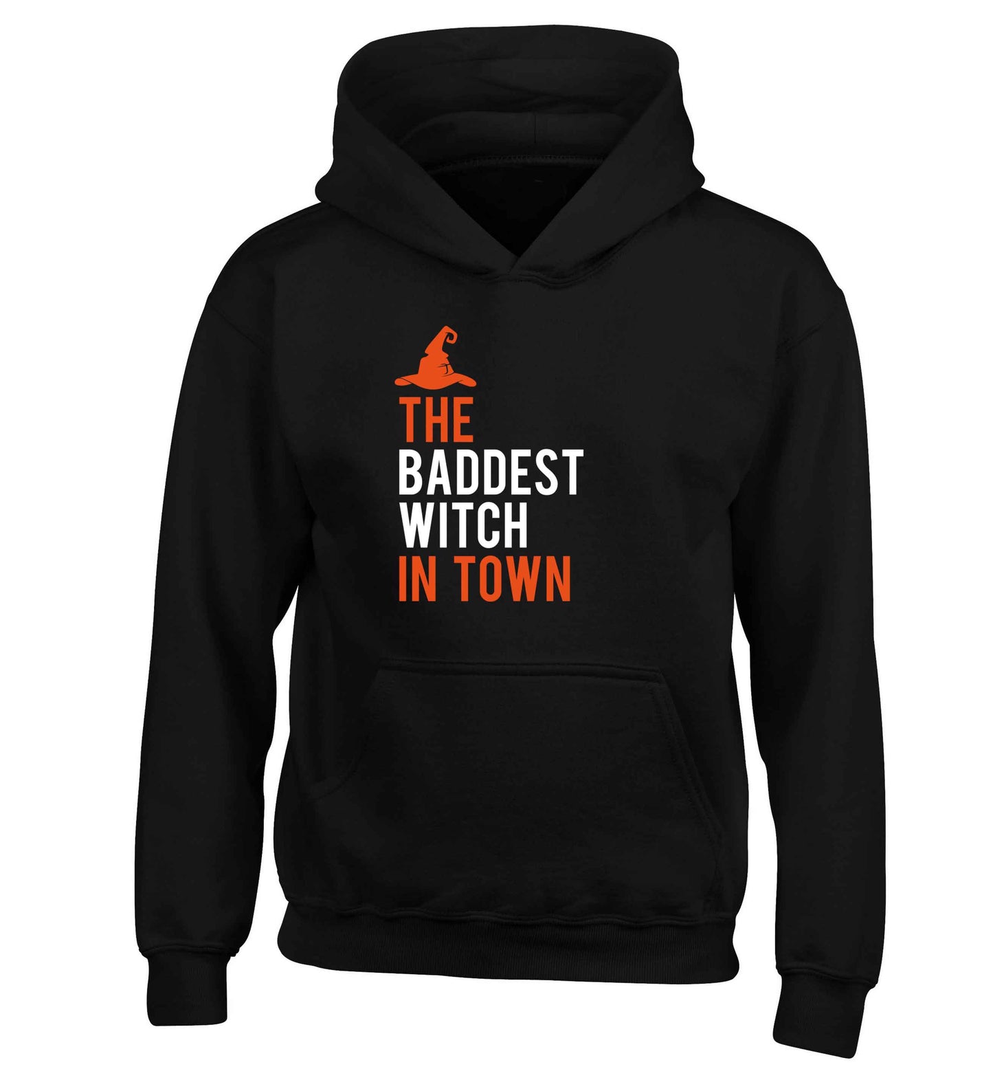 Badest witch in town children's black hoodie 12-13 Years
