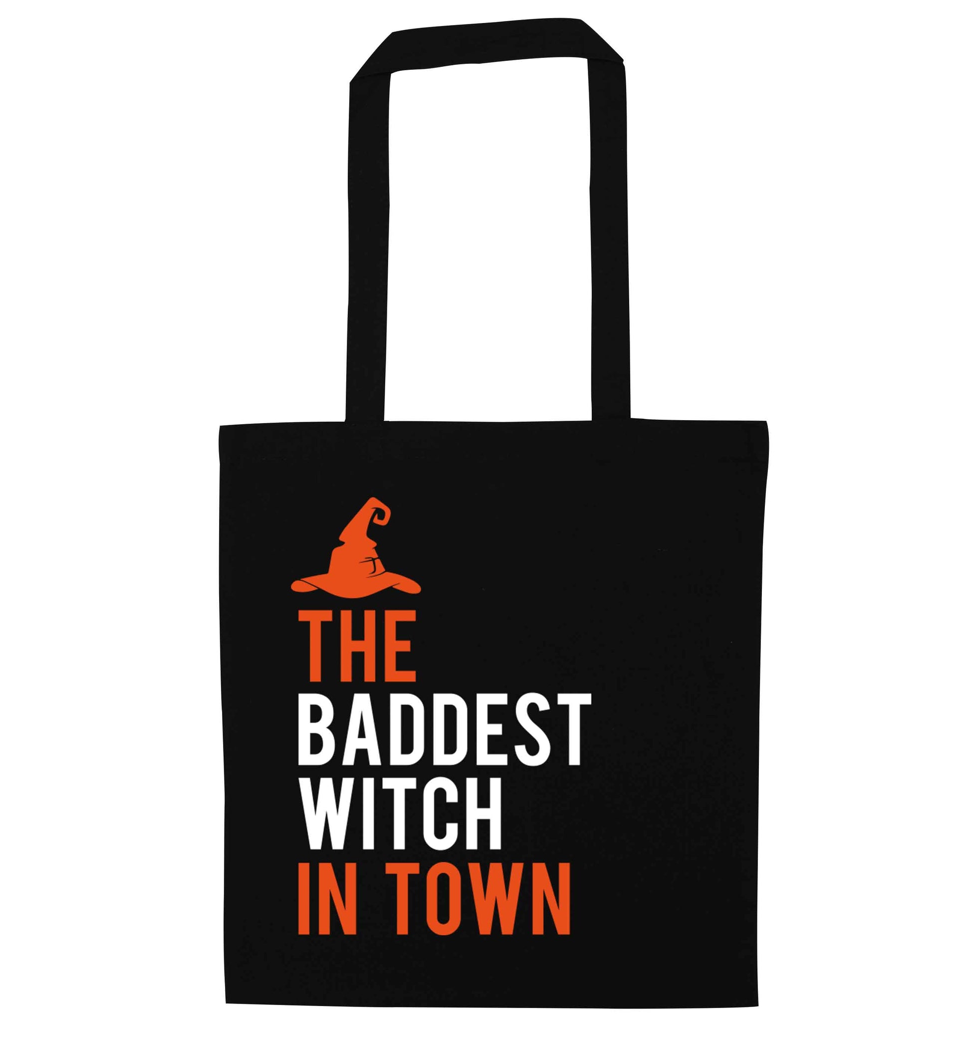 Badest witch in town black tote bag