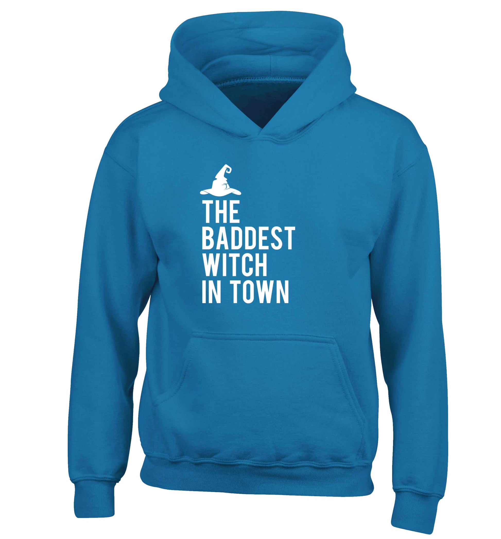 Badest witch in town children's blue hoodie 12-13 Years