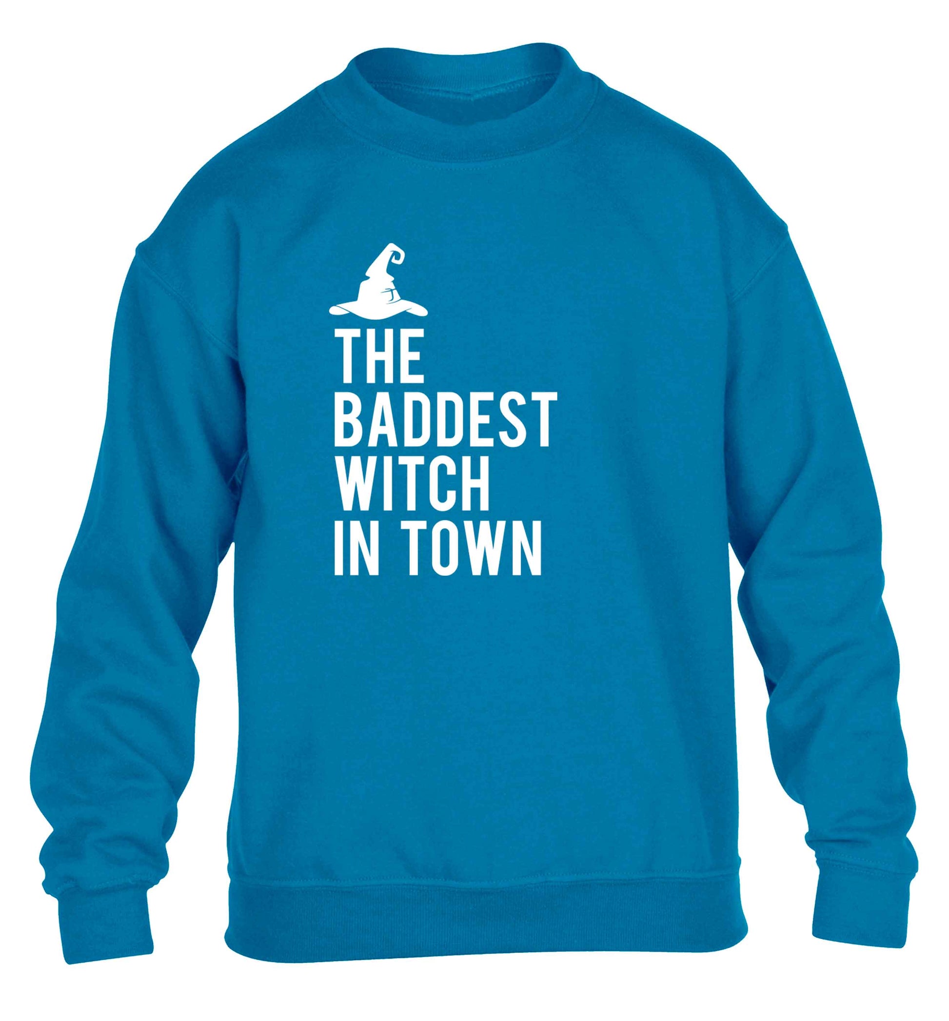 Badest witch in town children's blue sweater 12-13 Years