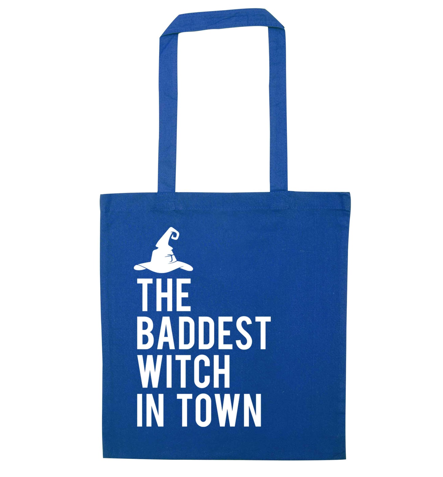 Badest witch in town blue tote bag