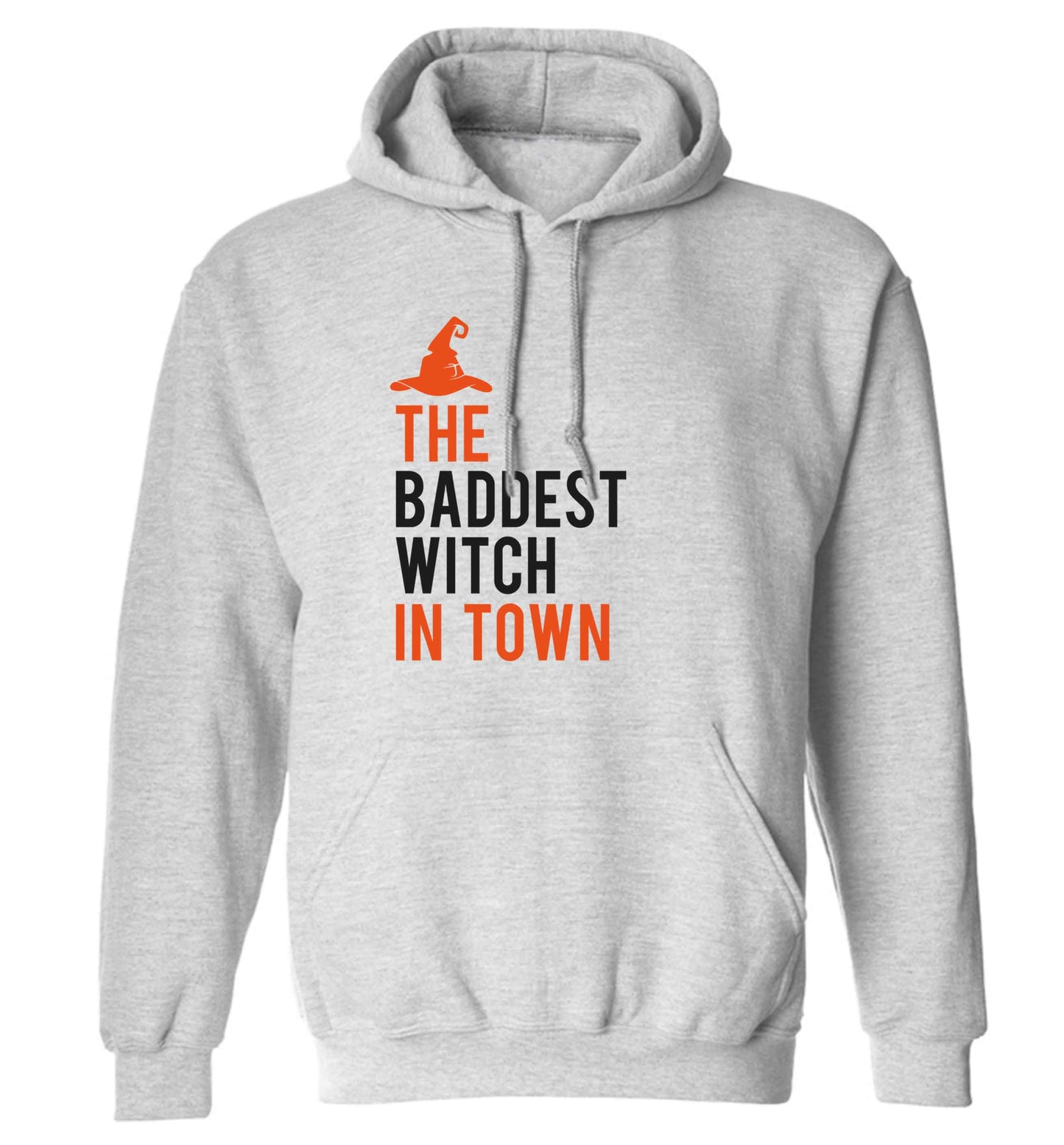 Badest witch in town adults unisex grey hoodie 2XL