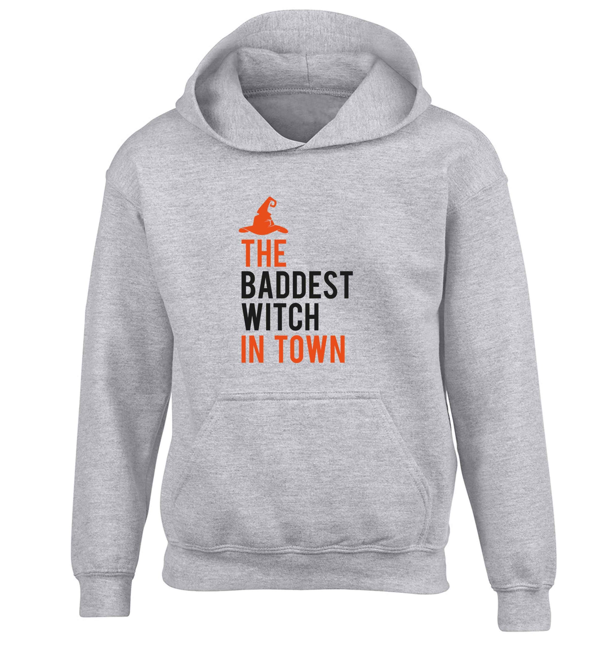 Badest witch in town children's grey hoodie 12-13 Years