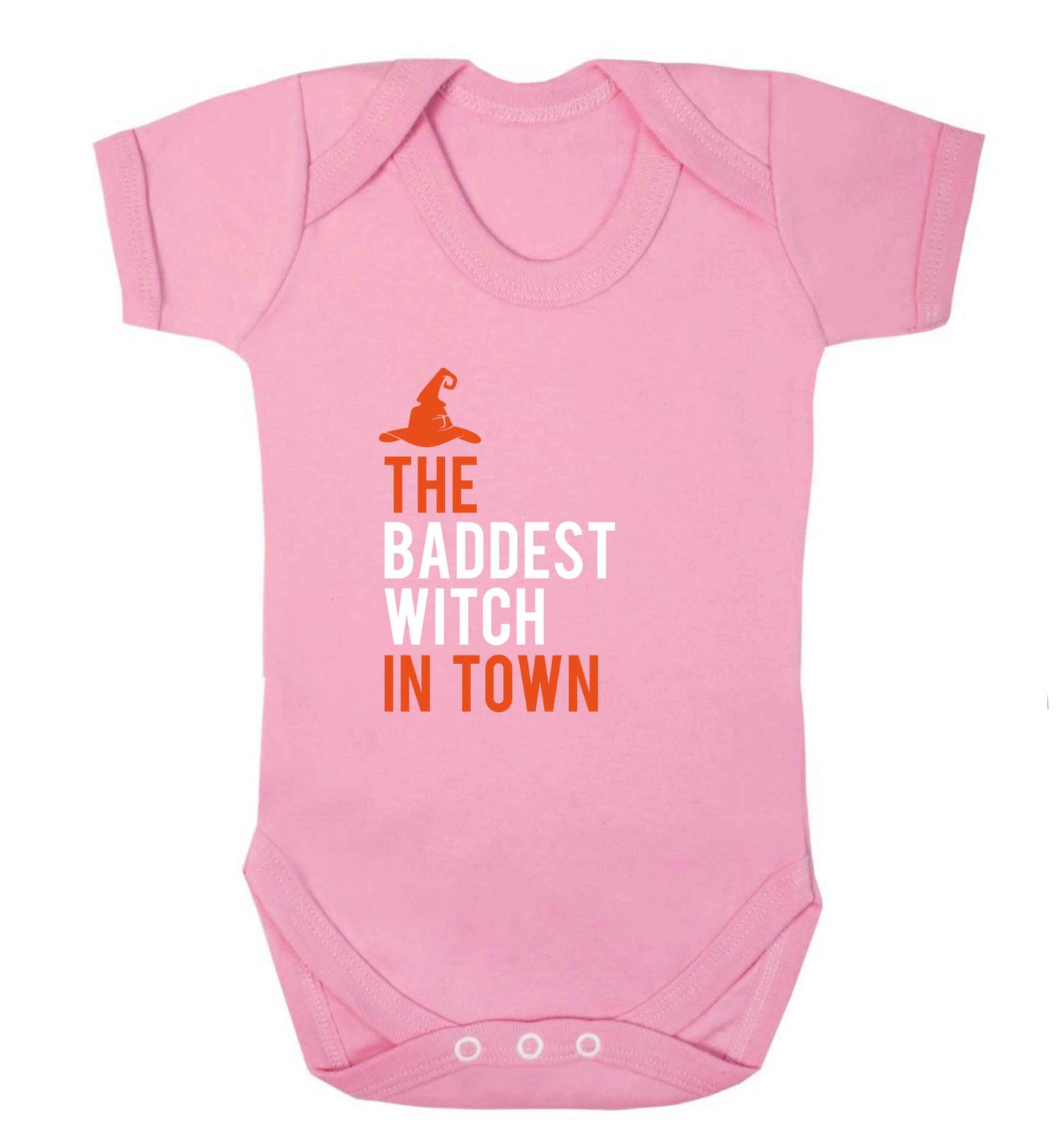 Badest witch in town baby vest pale pink 18-24 months