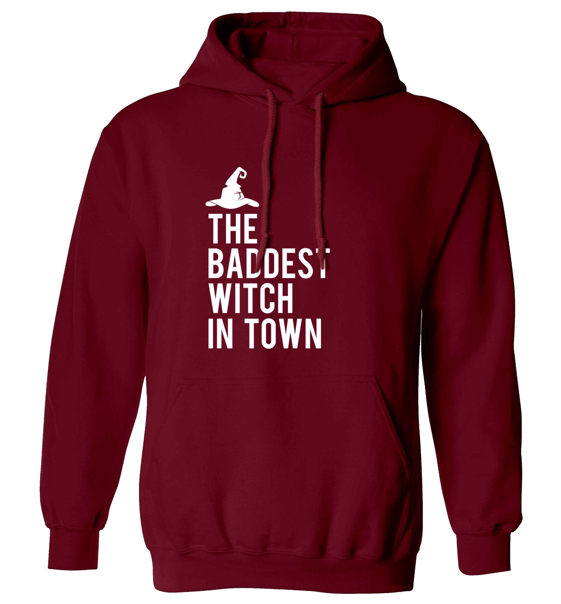 Badest witch in town adults unisex maroon hoodie 2XL