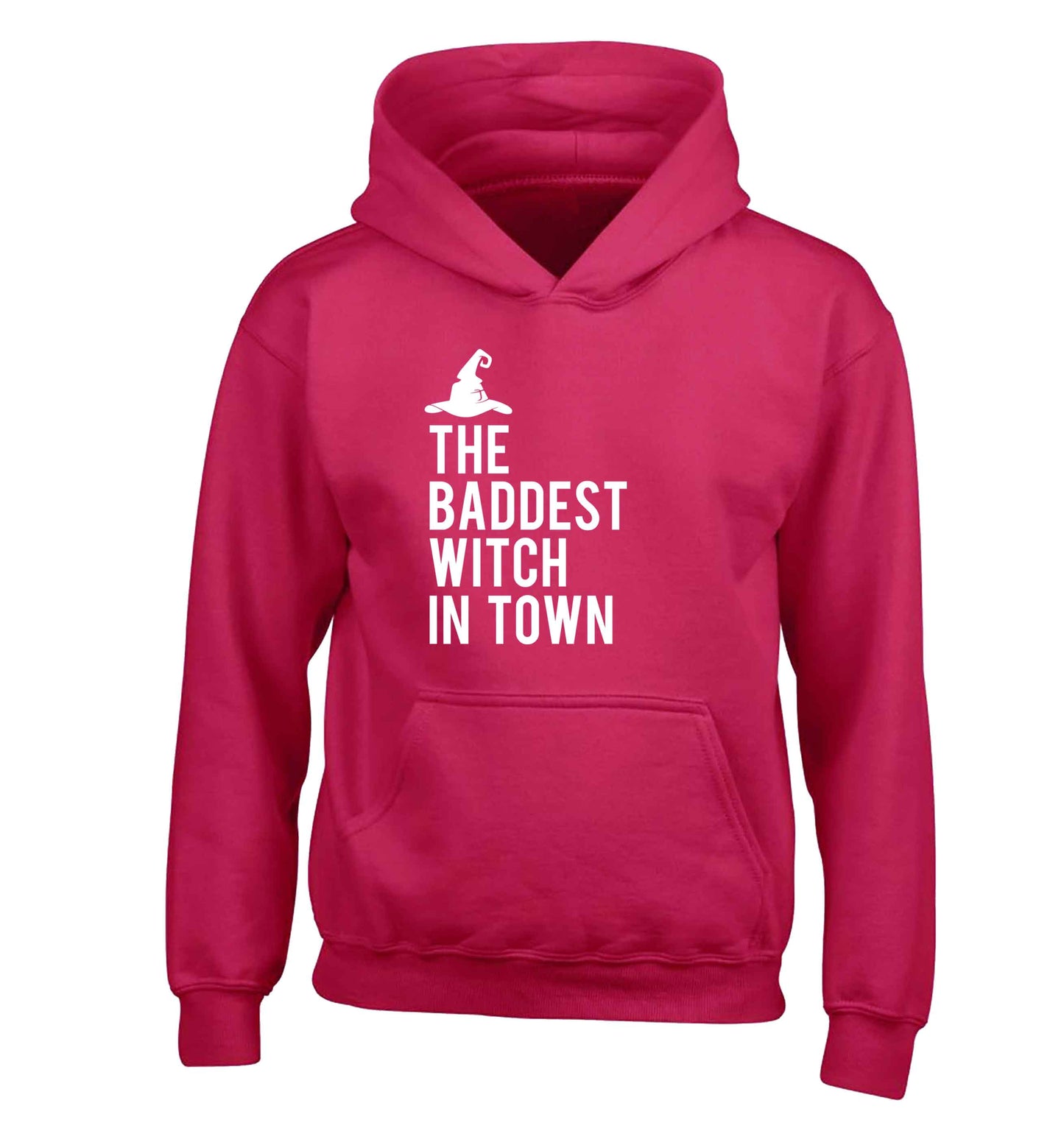 Badest witch in town children's pink hoodie 12-13 Years