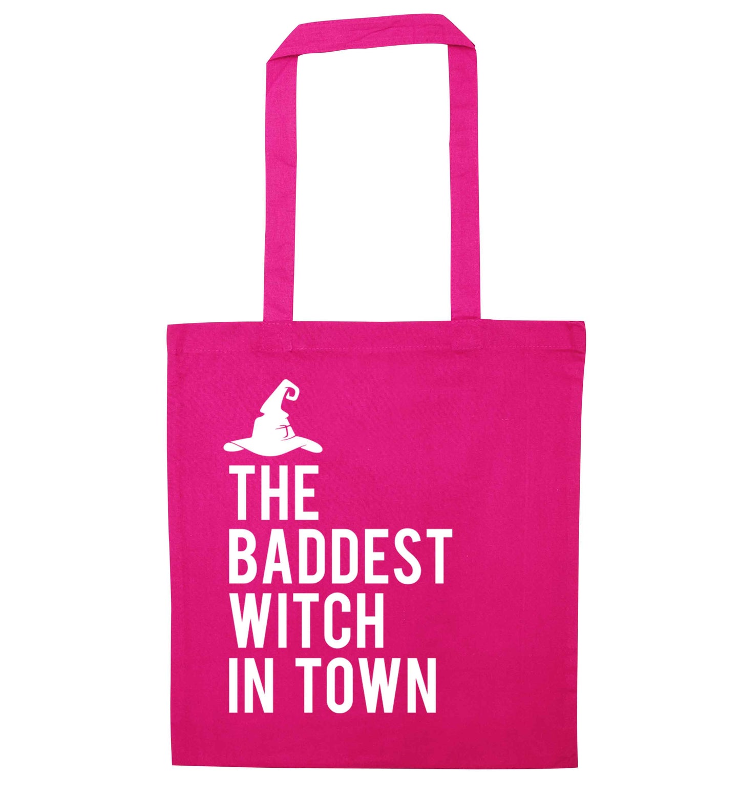 Badest witch in town pink tote bag