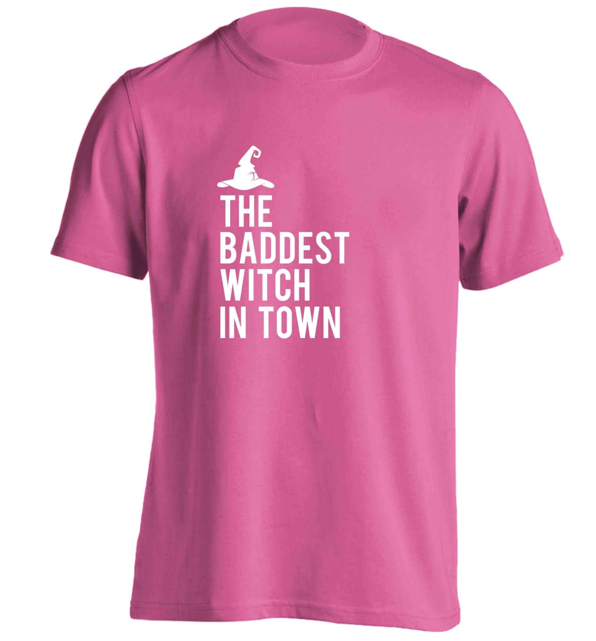 Badest witch in town adults unisex pink Tshirt 2XL