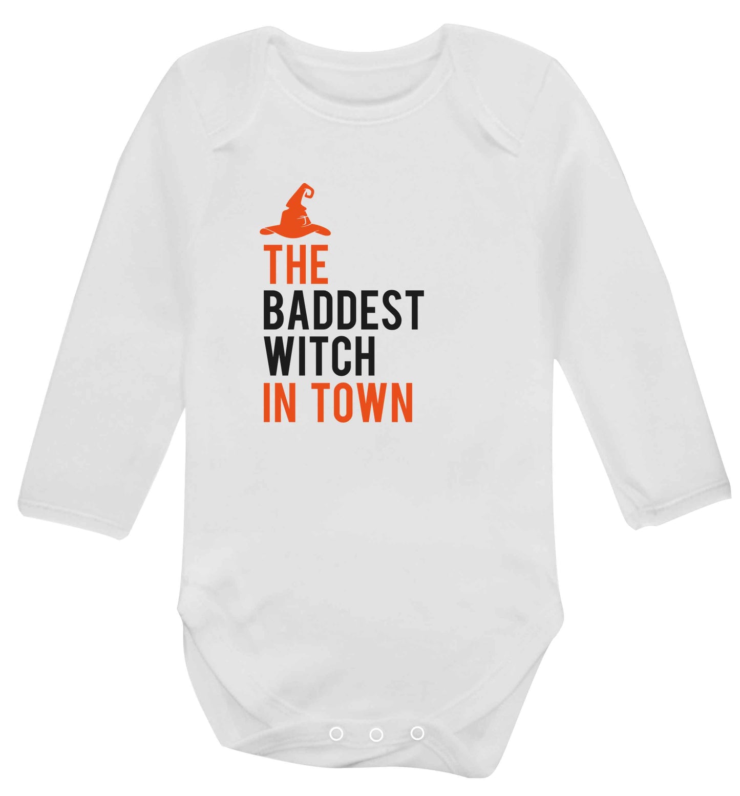 Badest witch in town baby vest long sleeved white 6-12 months