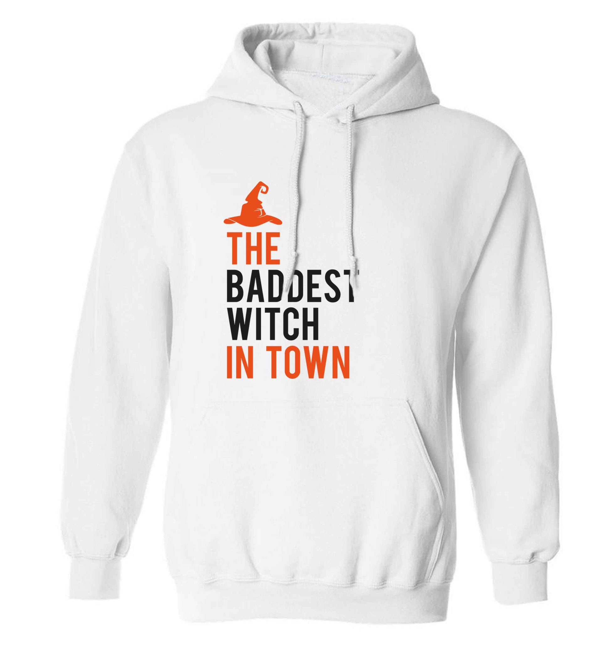 Badest witch in town adults unisex white hoodie 2XL