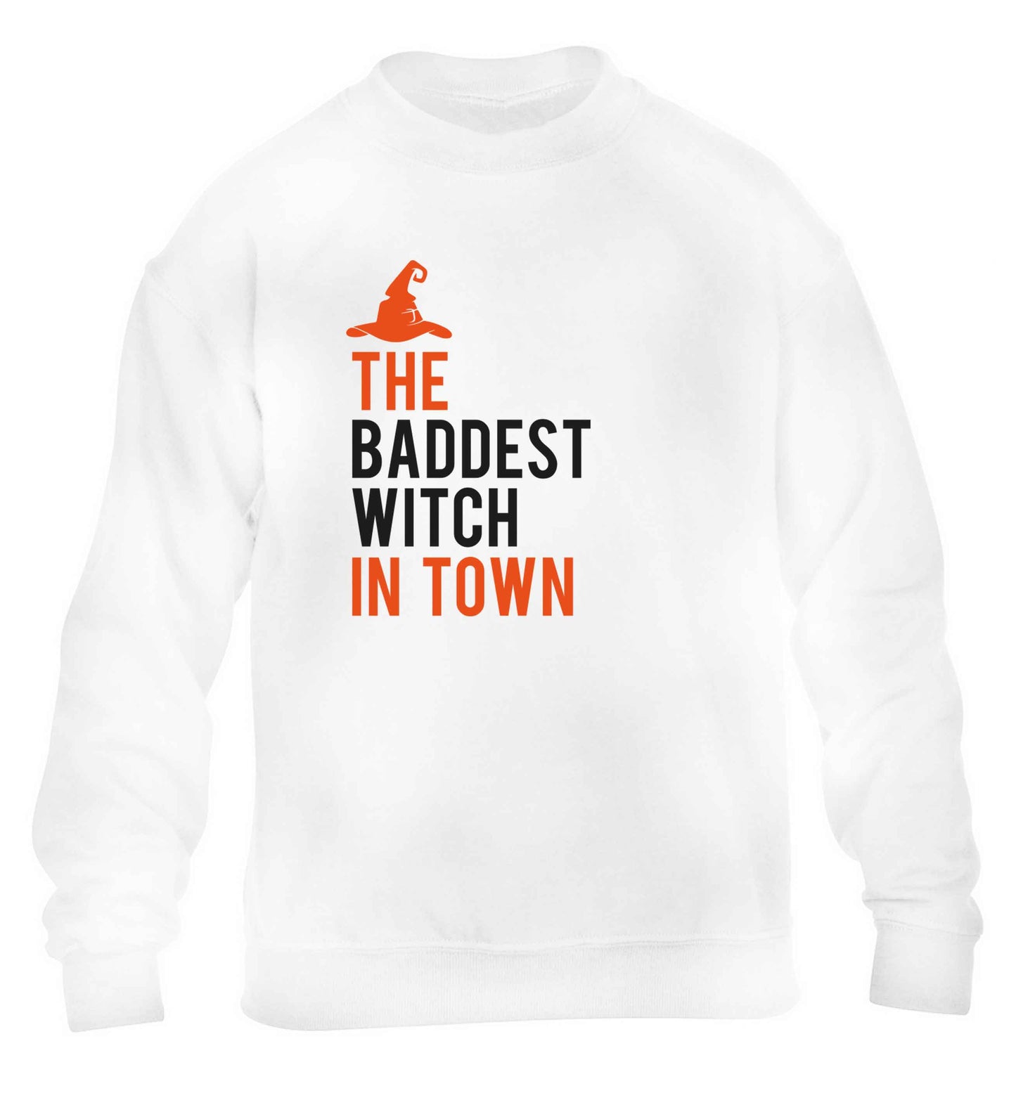 Badest witch in town children's white sweater 12-13 Years