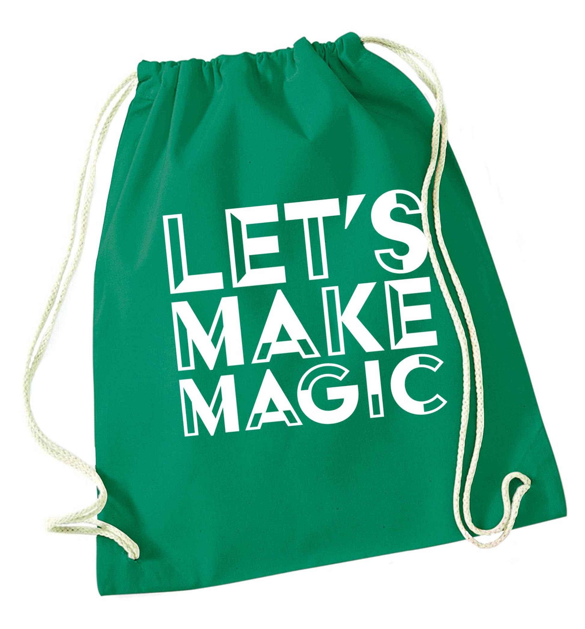 Let's make magic green drawstring bag