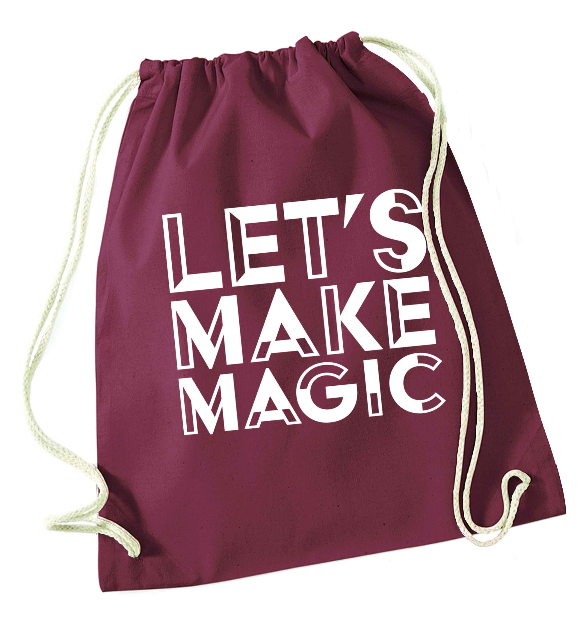 Let's make magic maroon drawstring bag