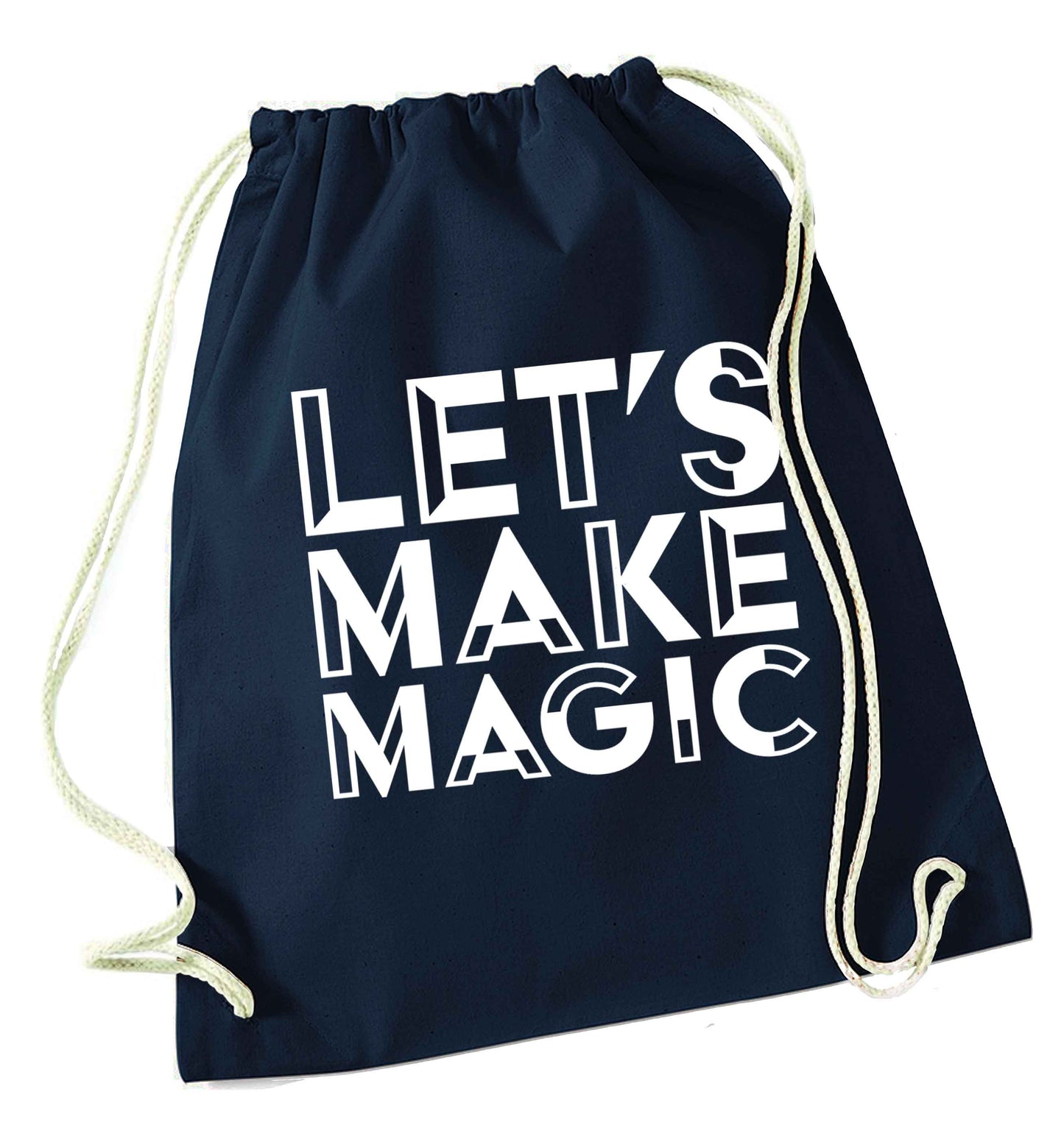 Let's make magic navy drawstring bag
