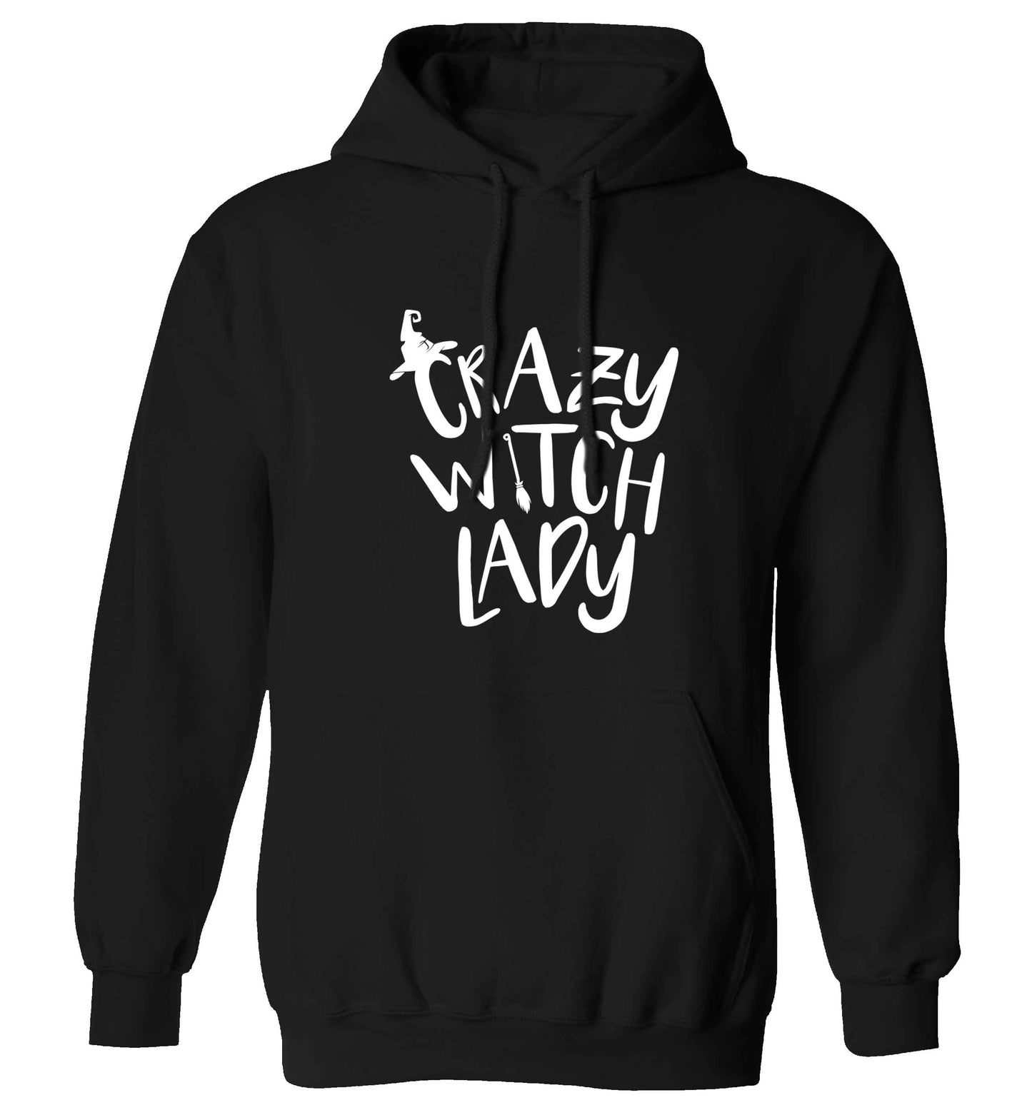 Crazy witch lady adults unisex black hoodie 2XL