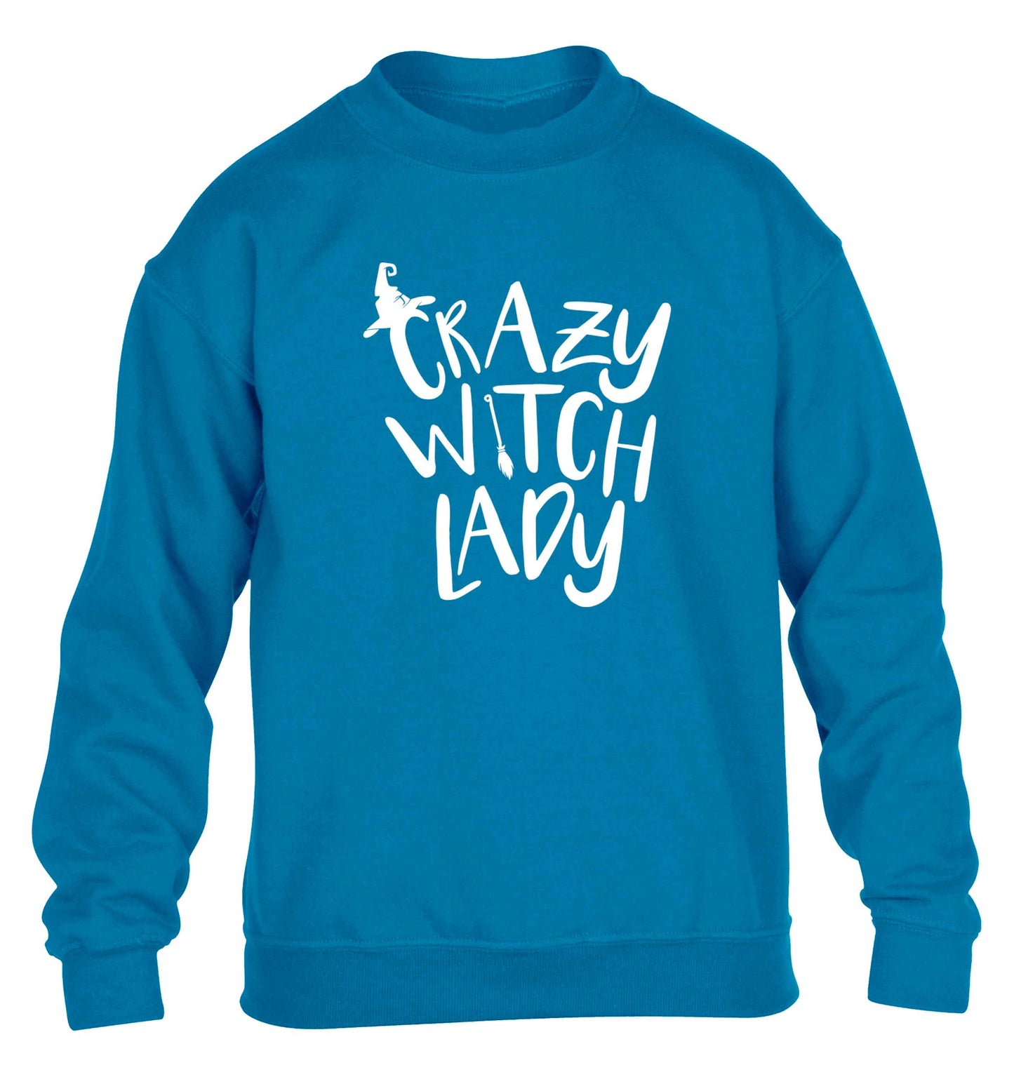 Crazy witch lady children's blue sweater 12-13 Years