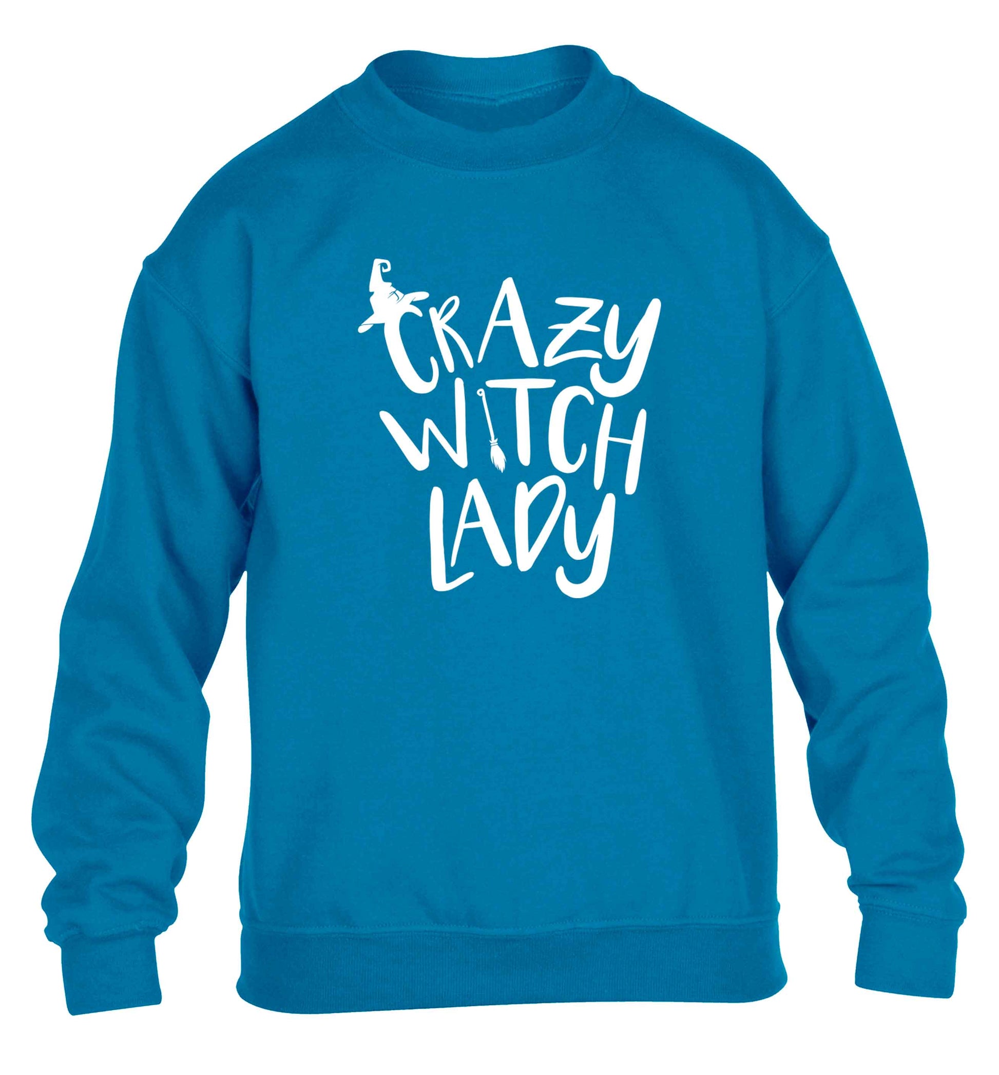 Crazy witch lady children's blue sweater 12-13 Years