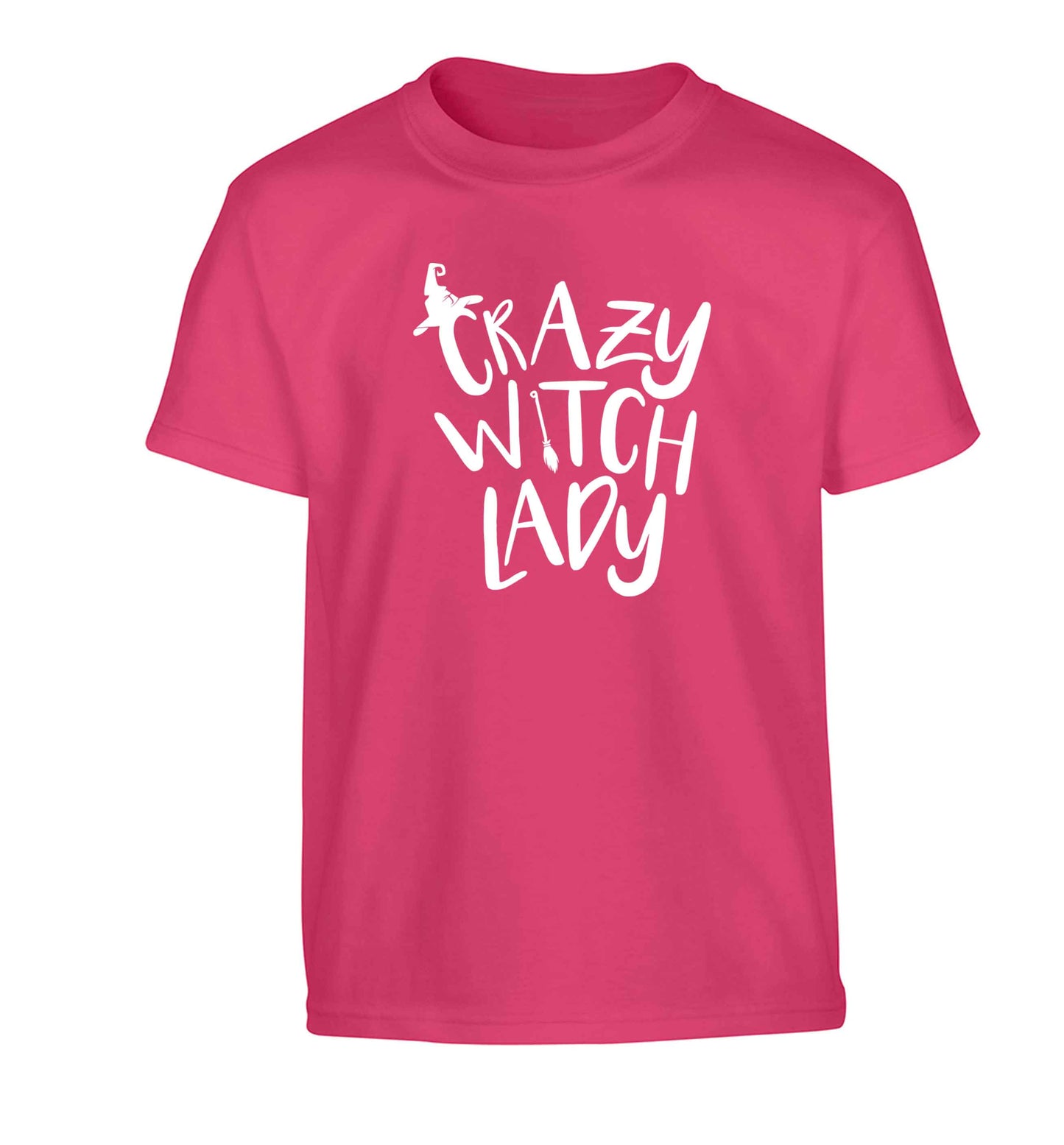 Crazy witch lady Children's pink Tshirt 12-13 Years