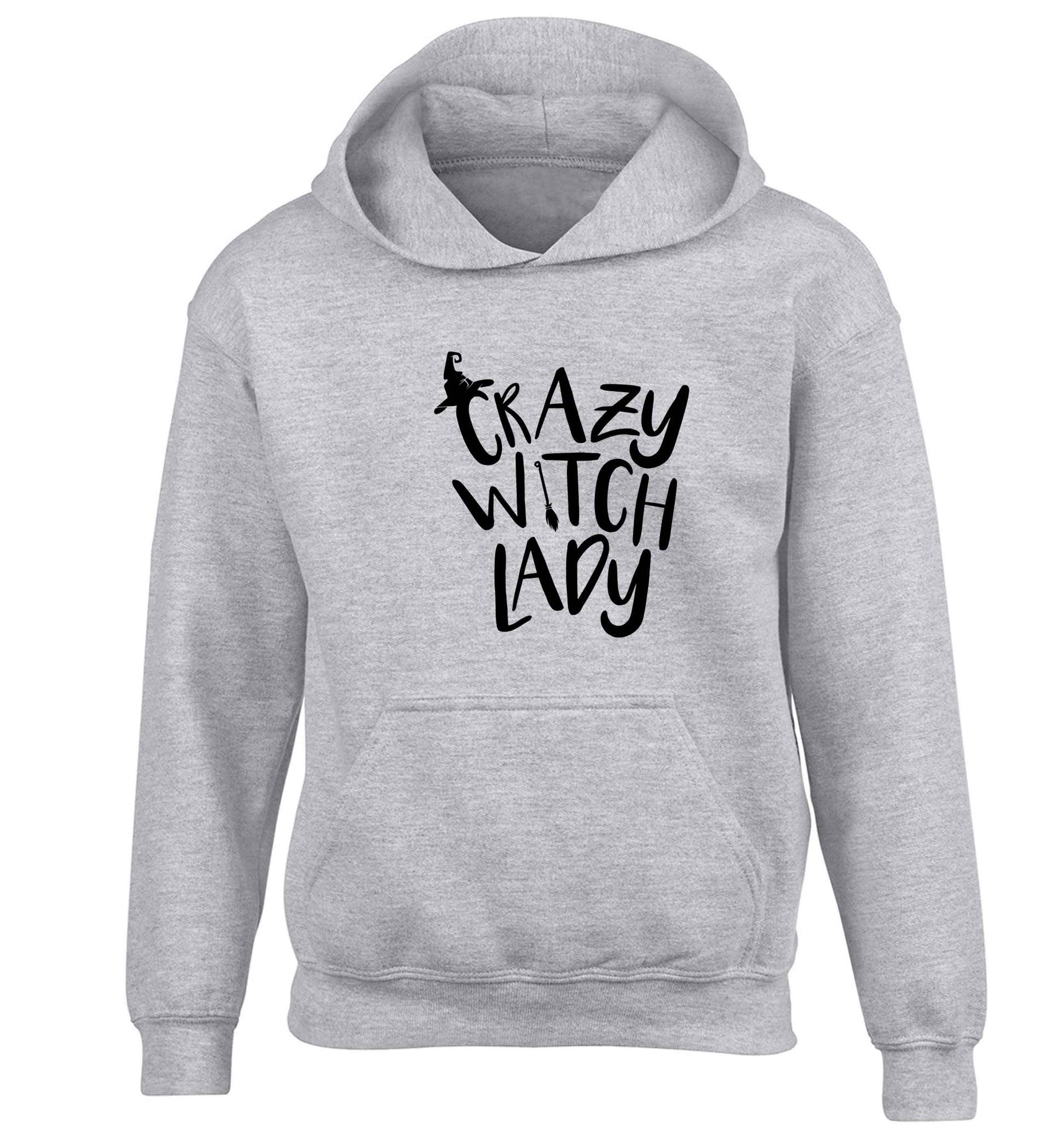 Crazy witch lady children's grey hoodie 12-13 Years