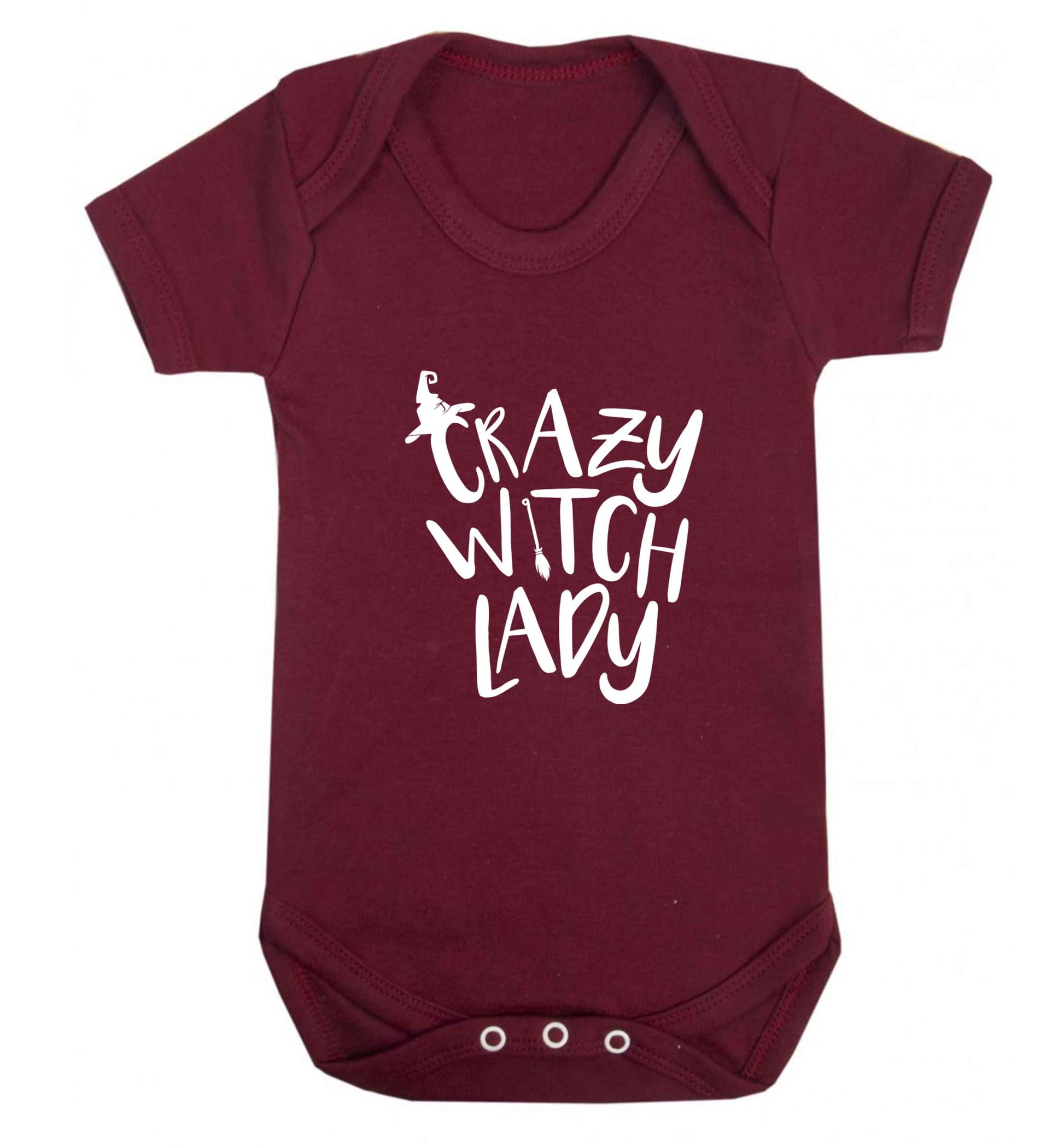 Crazy witch lady baby vest maroon 18-24 months
