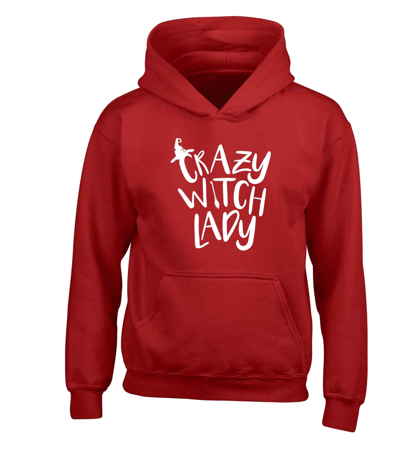 Crazy witch lady children's red hoodie 12-13 Years