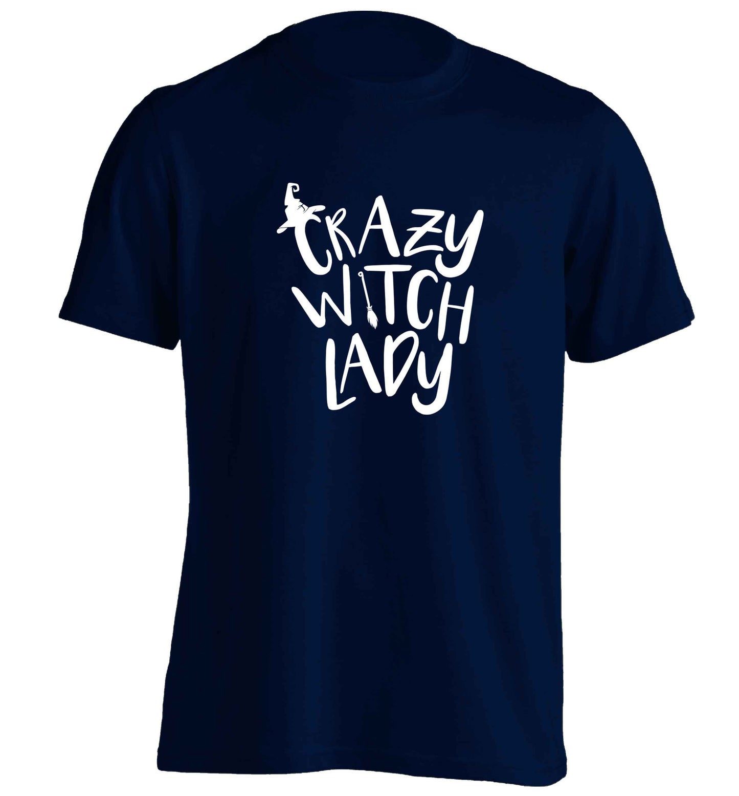 Crazy witch lady adults unisex navy Tshirt 2XL