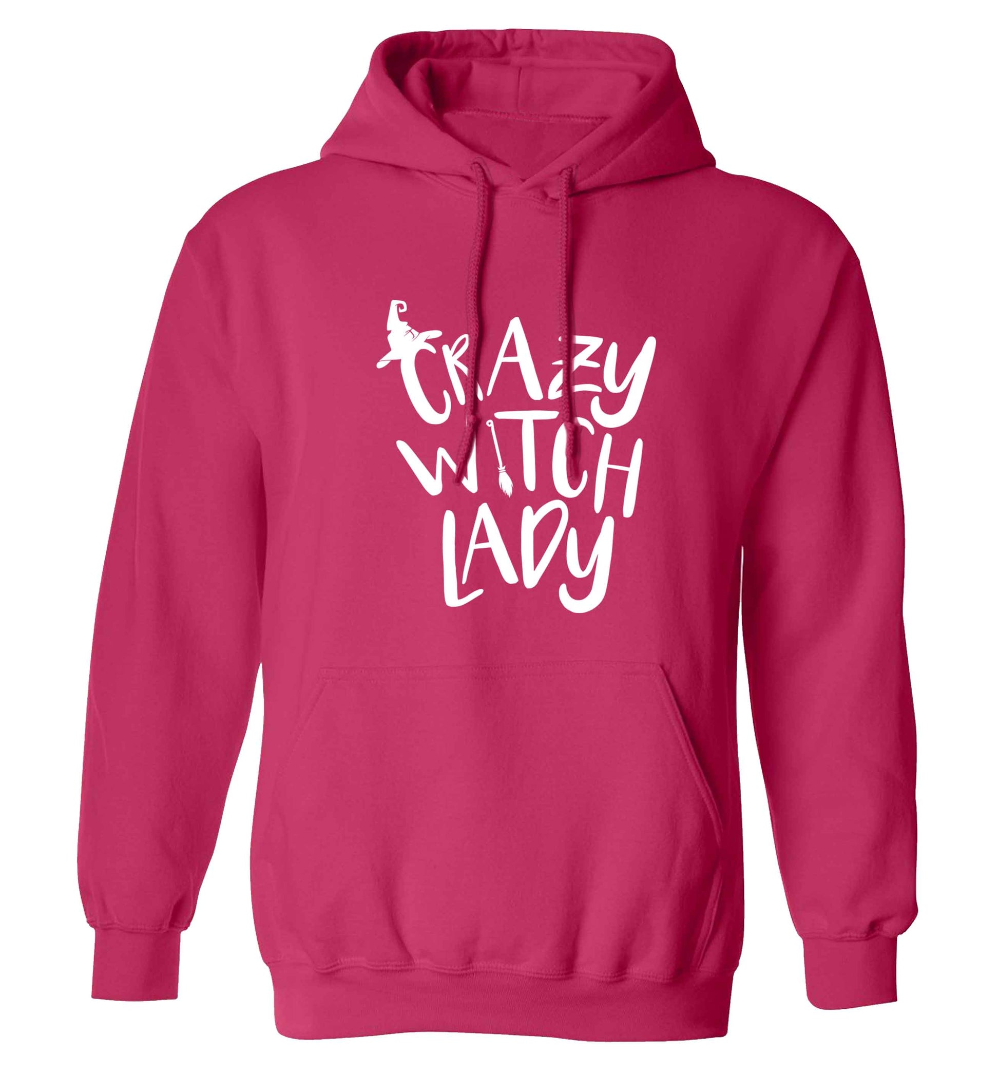 Crazy witch lady adults unisex pink hoodie 2XL