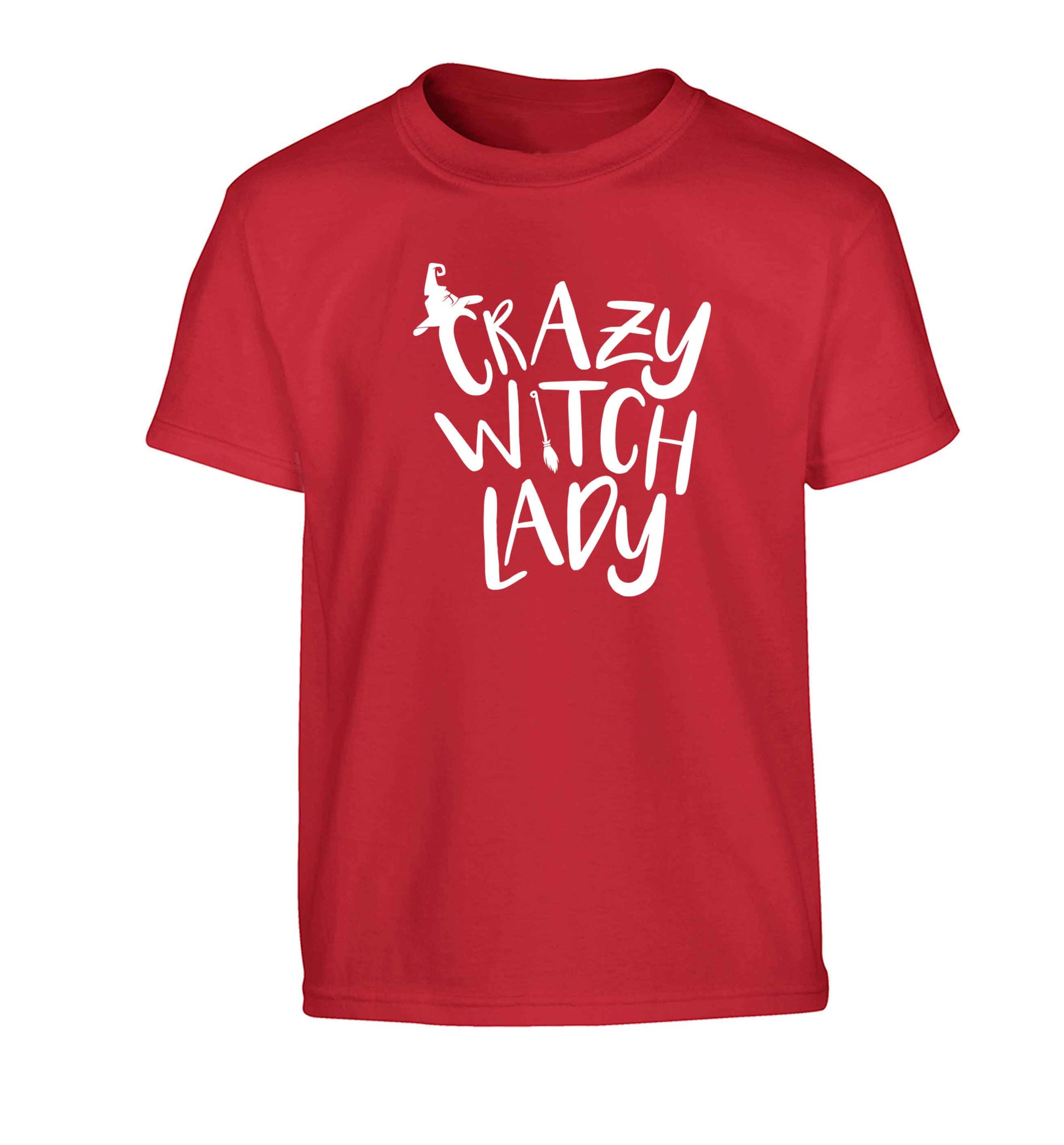 Crazy witch lady Children's red Tshirt 12-13 Years