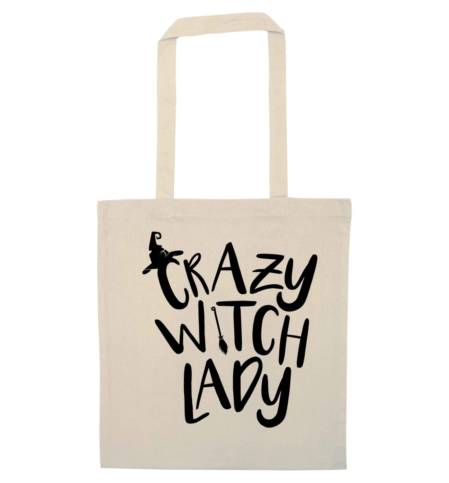 Crazy witch lady natural tote bag