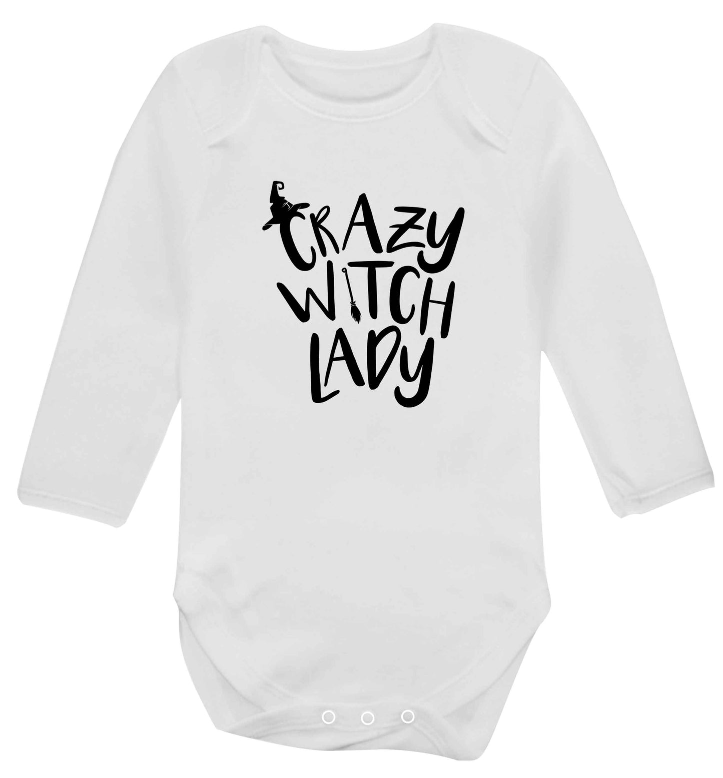 Crazy witch lady baby vest long sleeved white 6-12 months