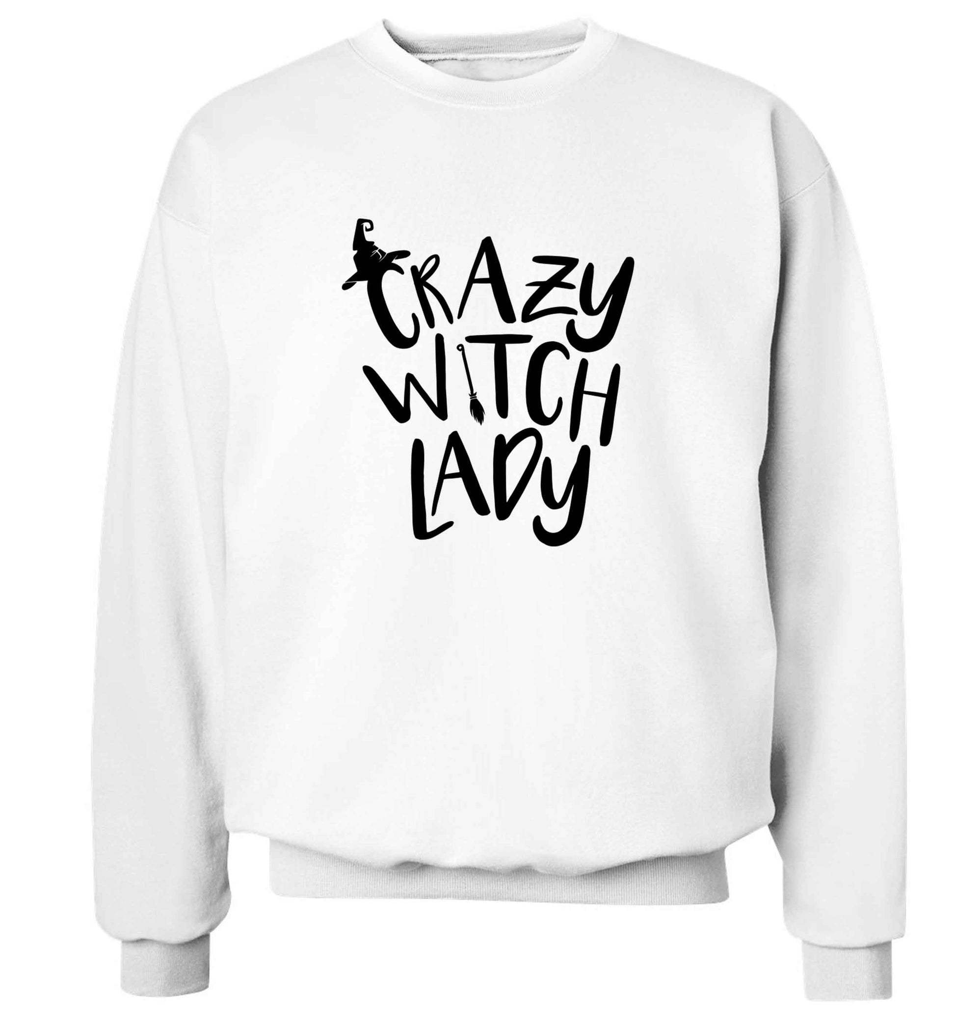 Crazy witch lady adult's unisex white sweater 2XL