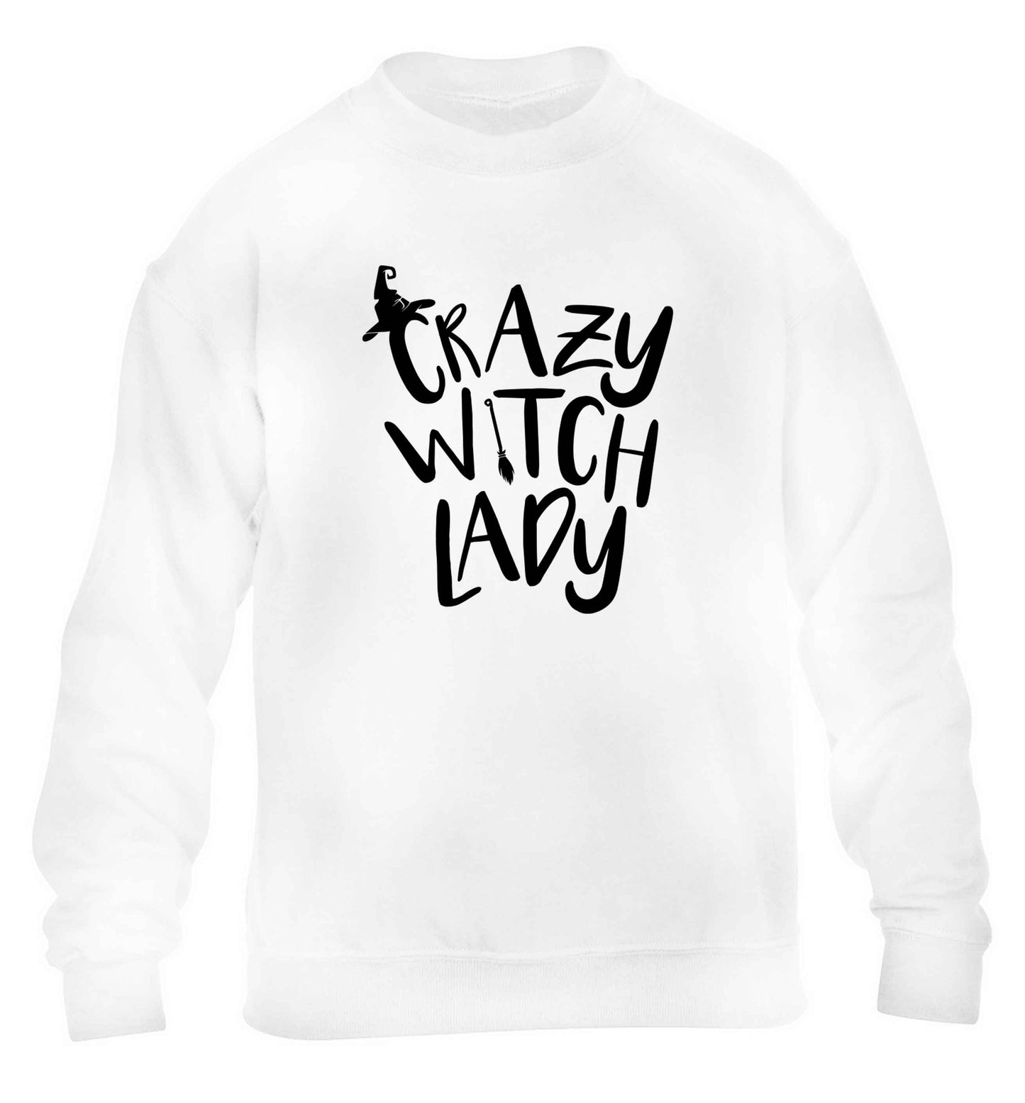 Crazy witch lady children's white sweater 12-13 Years