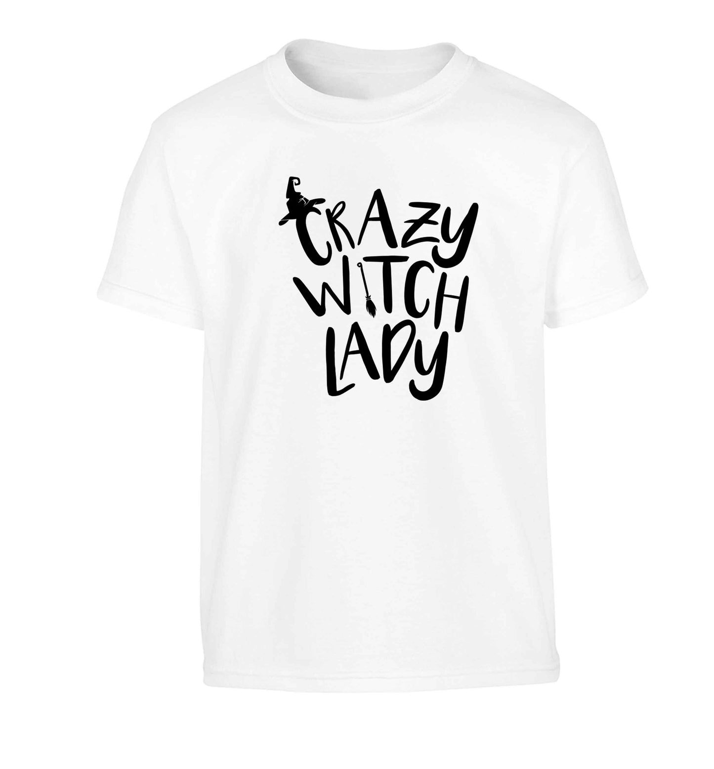 Crazy witch lady Children's white Tshirt 12-13 Years