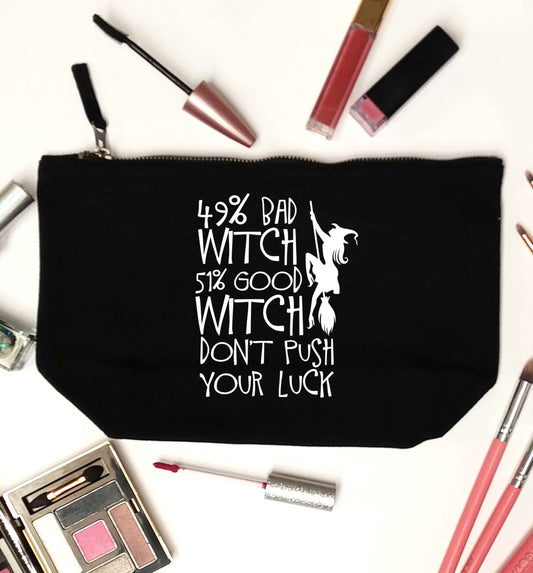 49% bad witch 51% good witch don't push your luck black makeup bag