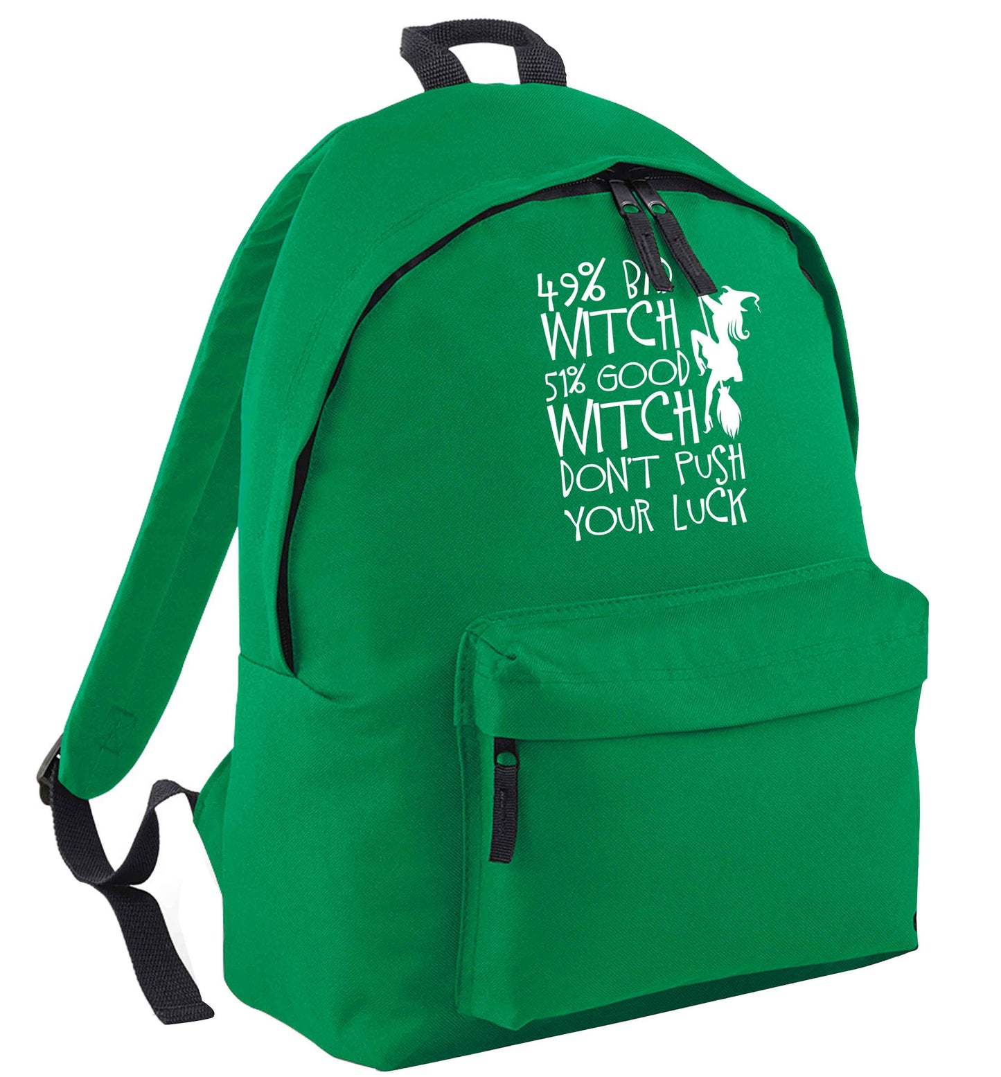 49% bad witch 51% good witch don't push your luck green adults backpack