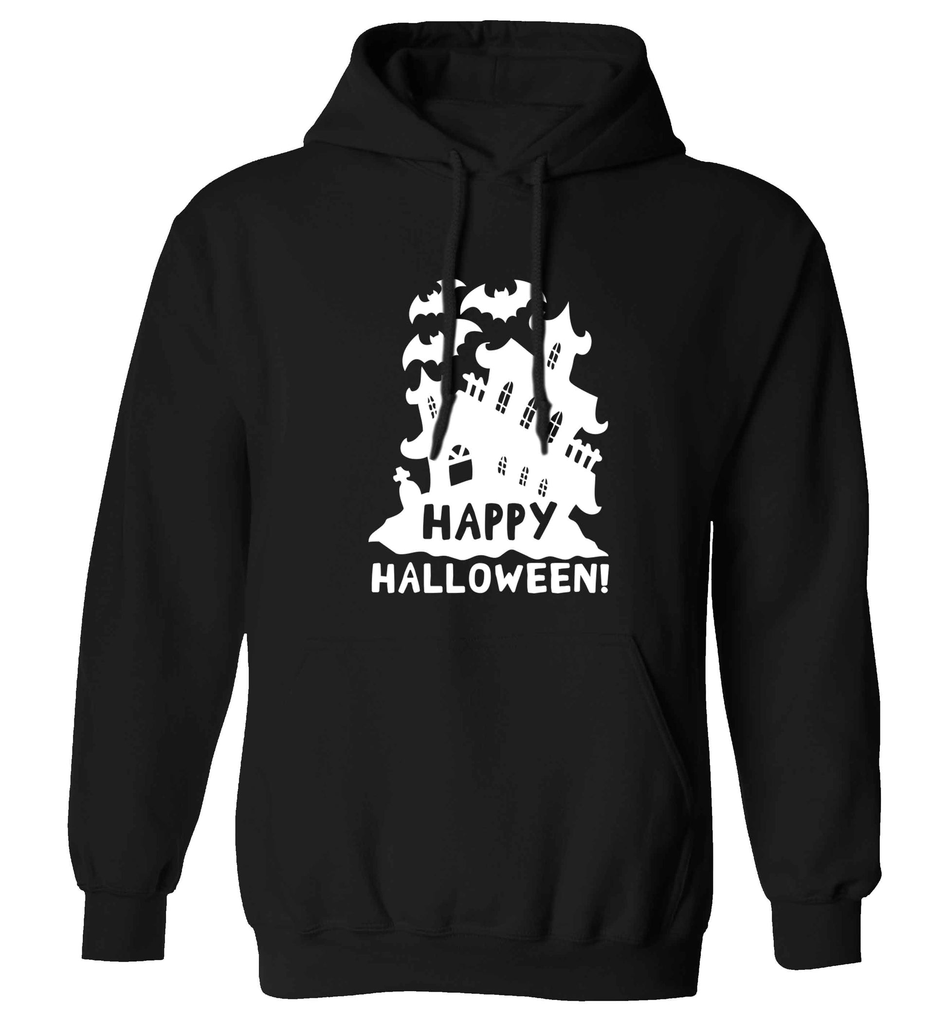 Happy halloween - haunted house adults unisex black hoodie 2XL